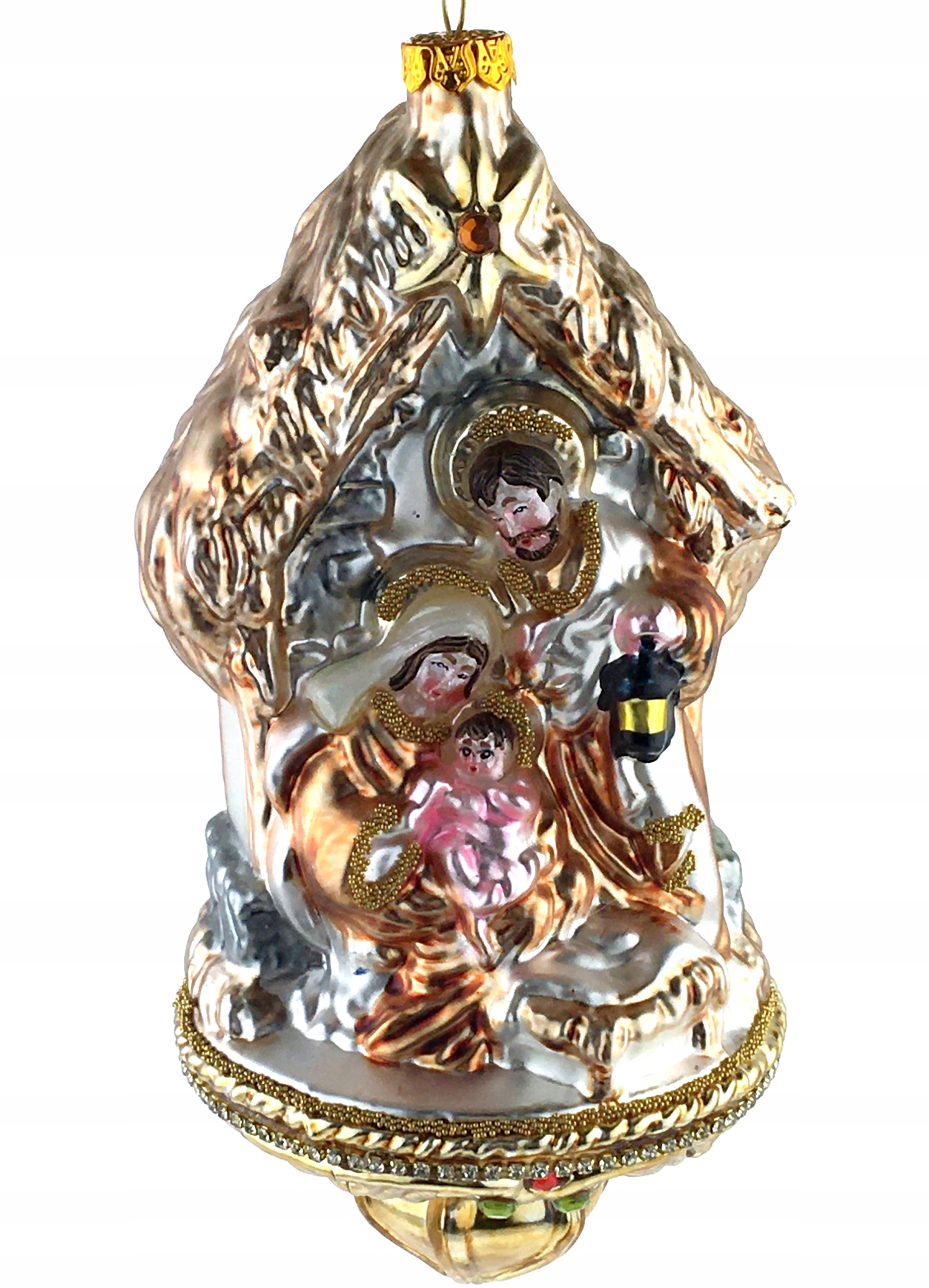 ŚWIĘTA RODZINA SZOPKA 17,5 cm BOMBKA SZKLANA KSZTAŁTKA PREMIUM GOODWIL