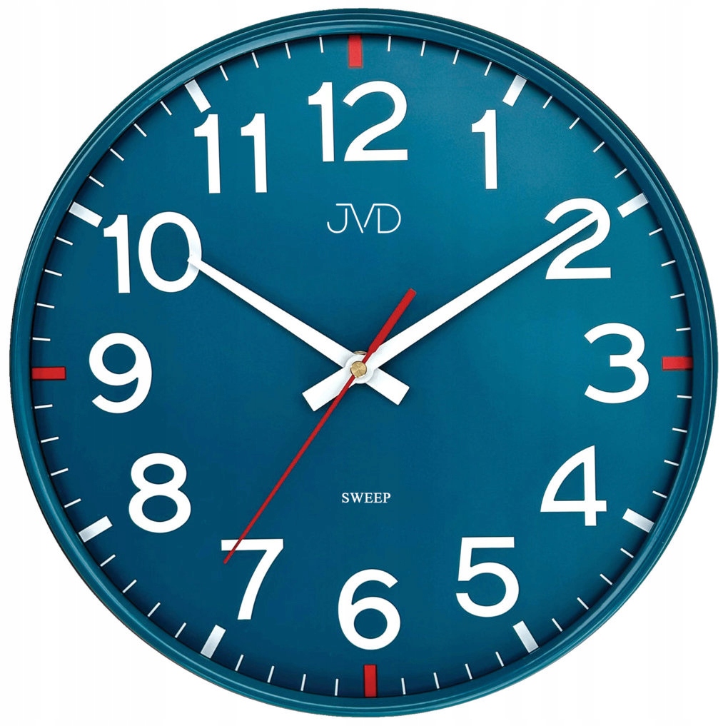 Modrý Čitelný Kulatý Tichý Elegantní Nástěnný Hodinový Stroj Jvd HX2508.4 30 cm