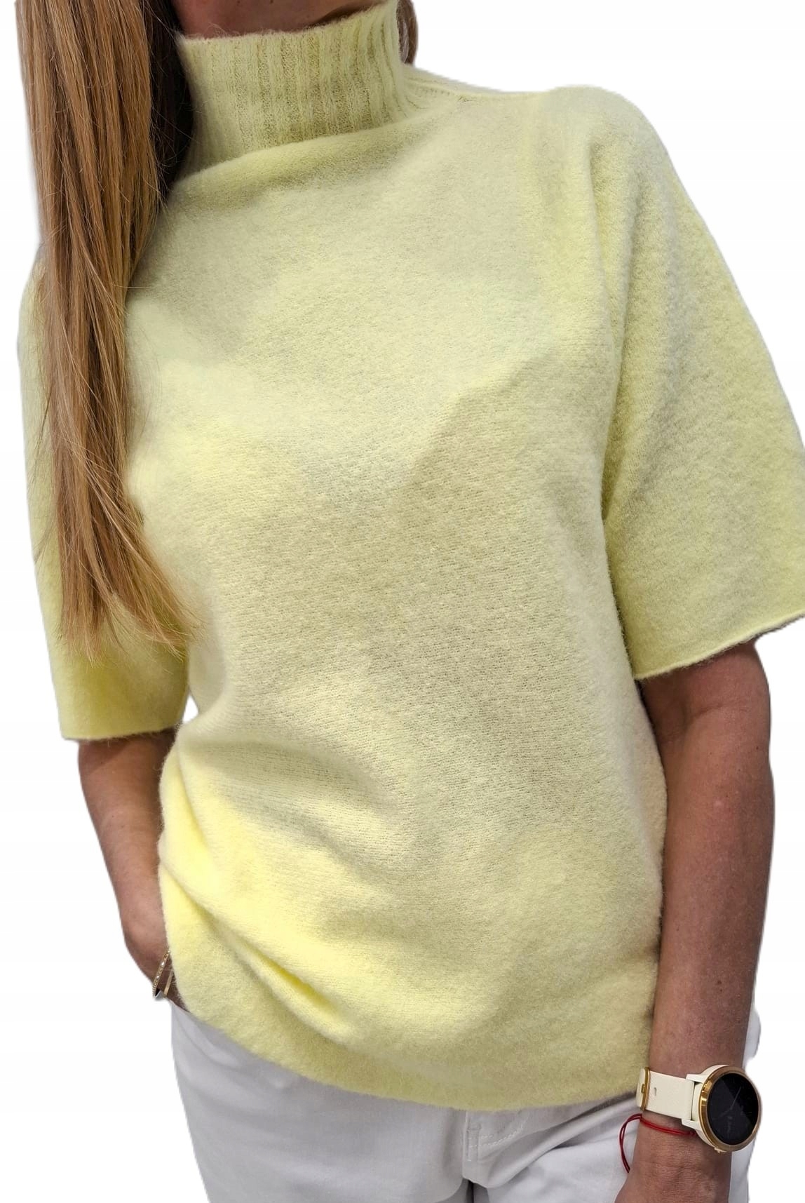 Cocomore Pologolfový svetr Oversize Krátký rukáv Baby Alpaca Žlutý Nw