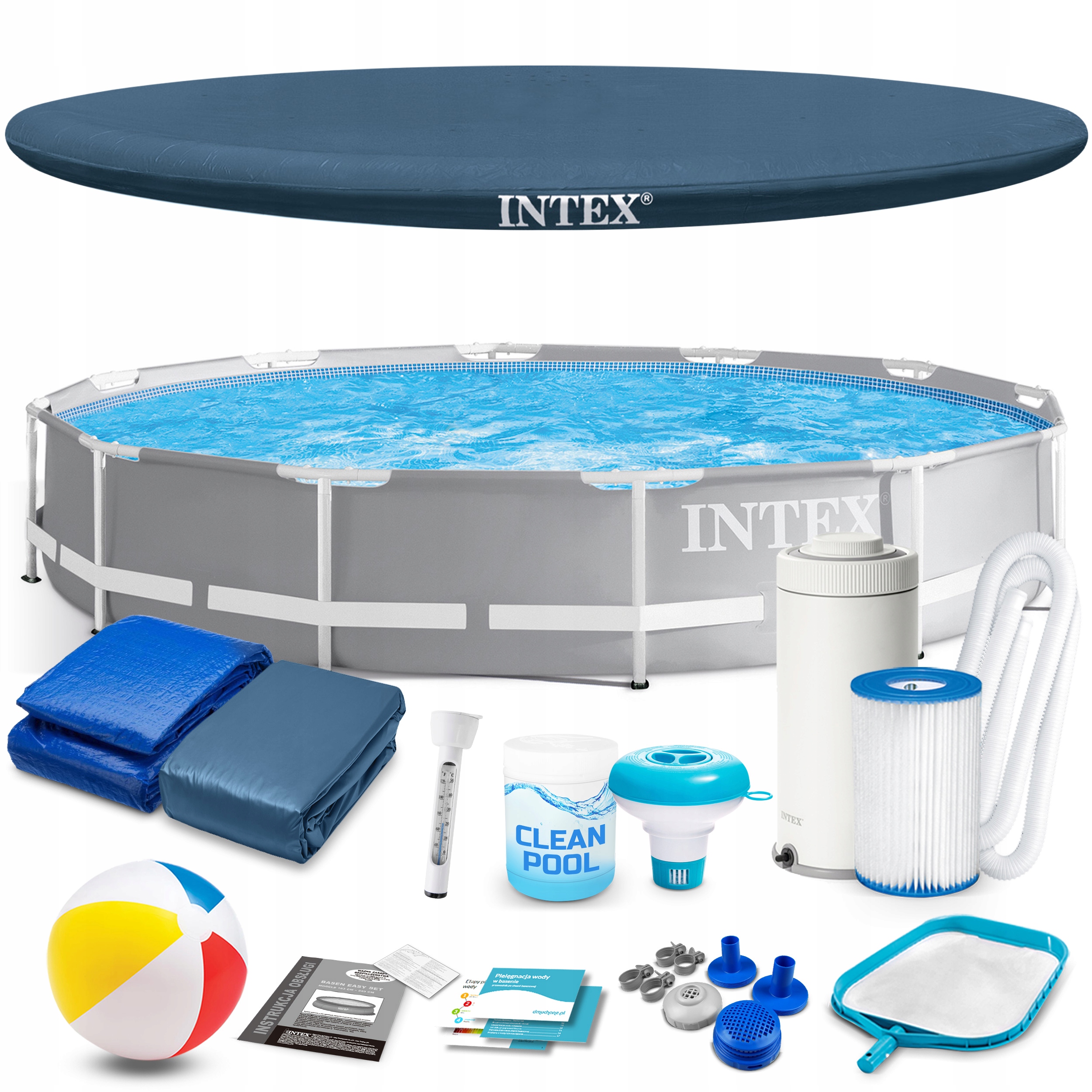 Basen ogrodowy stelażowy Intex 366x76 Zestaw 16w1