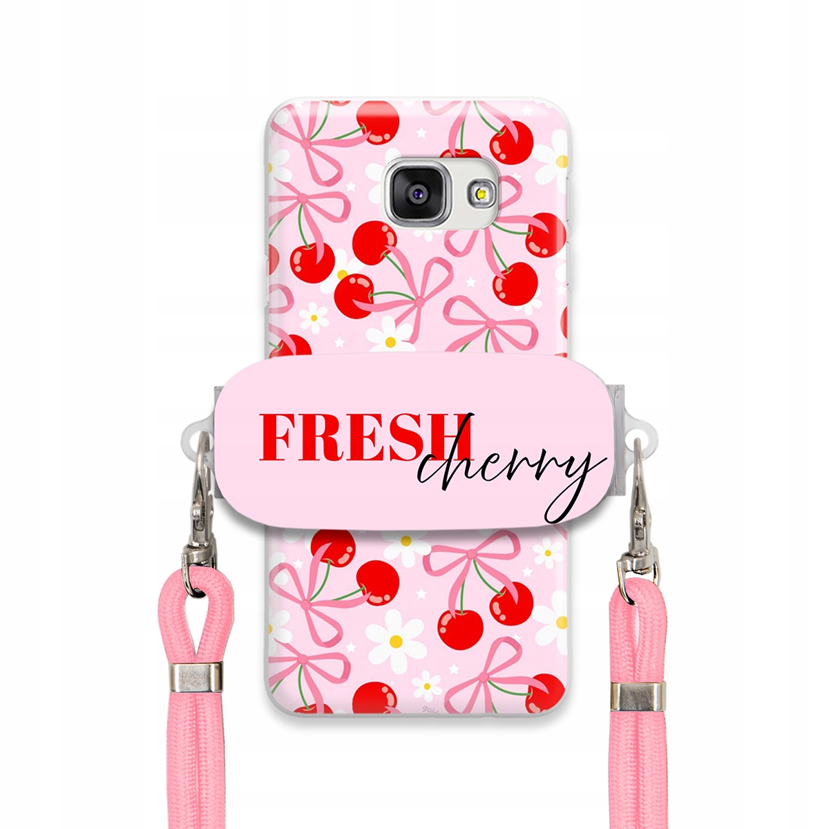 Puzdro pre Samsung A7 2016 Case Držiak šnúrok Ružový Fresh Cherry Kokardy