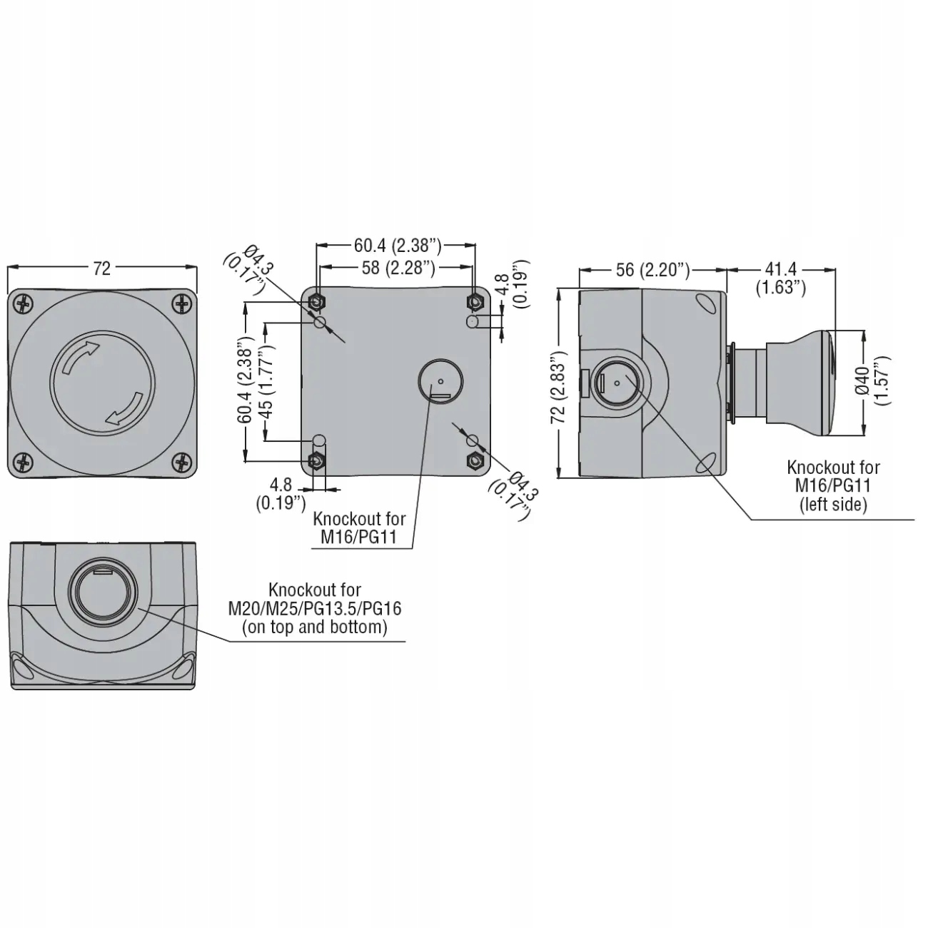 LOVATO Obudowa żółta z przyciskiem LPCB6644, LPZP1B503 Kod producenta LPZP1B503