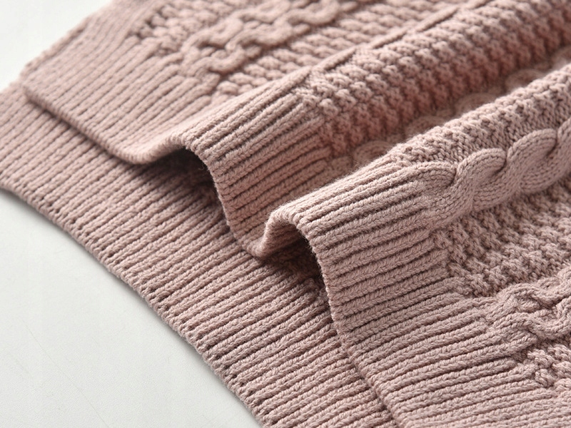 Bawełniany sweter z wysokim dekoltem 0W1 Wzór dominujący bez wzoru