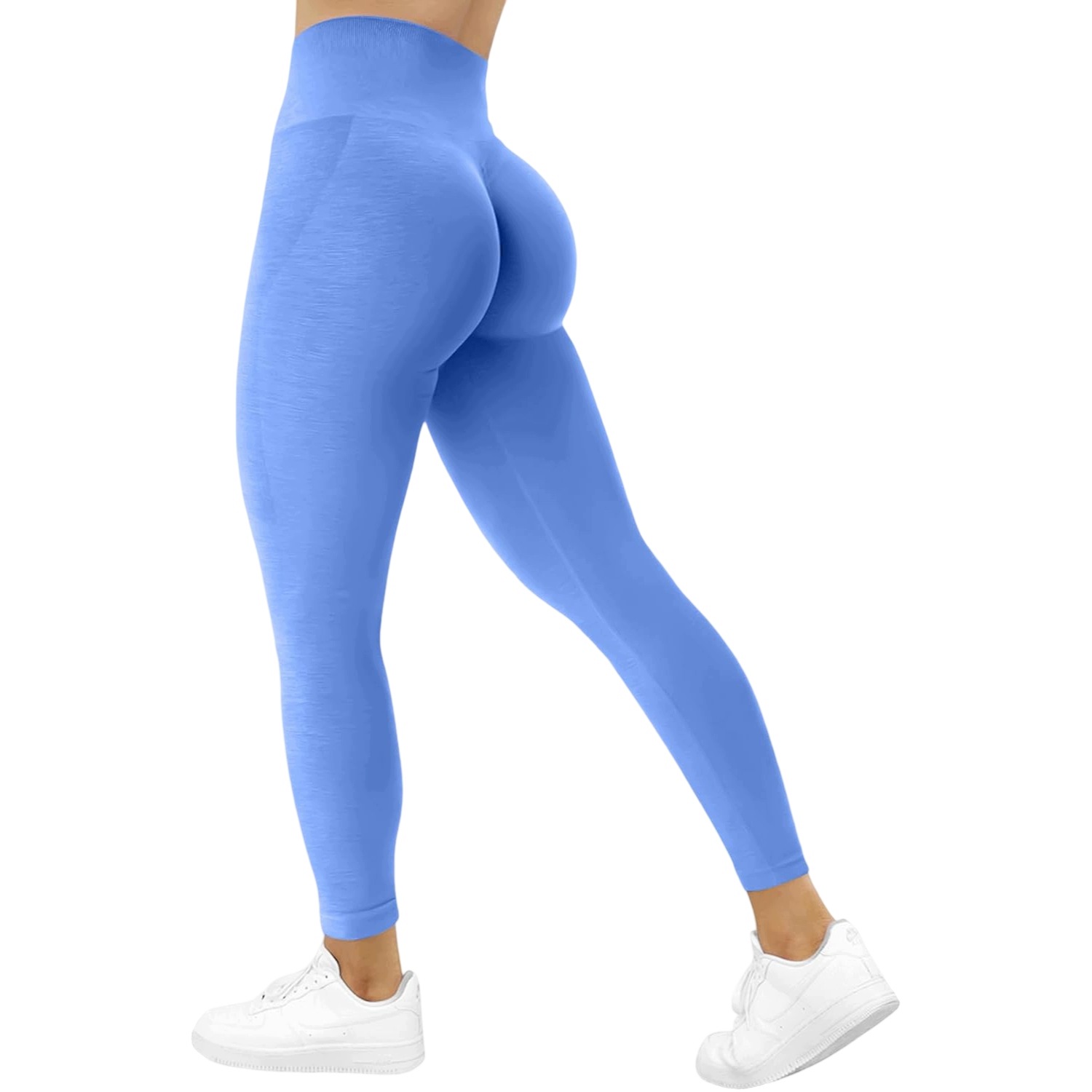 Damskie Legginsy Sportowe Fitness Bezszwowe Push-Up Modelujące Niebieskie M