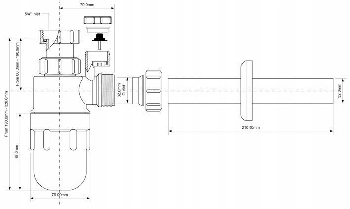 SYFON DO ZLEWU Z NAPOWIETRZNIKIEM I SPUSTEM Marka McAlpine