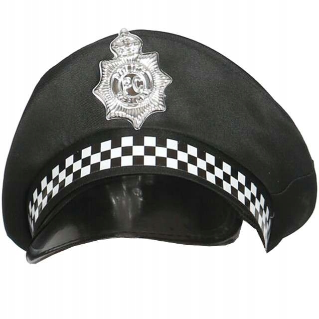 czarna CZAPKA policjanta POLICJANT policja ANGLIK