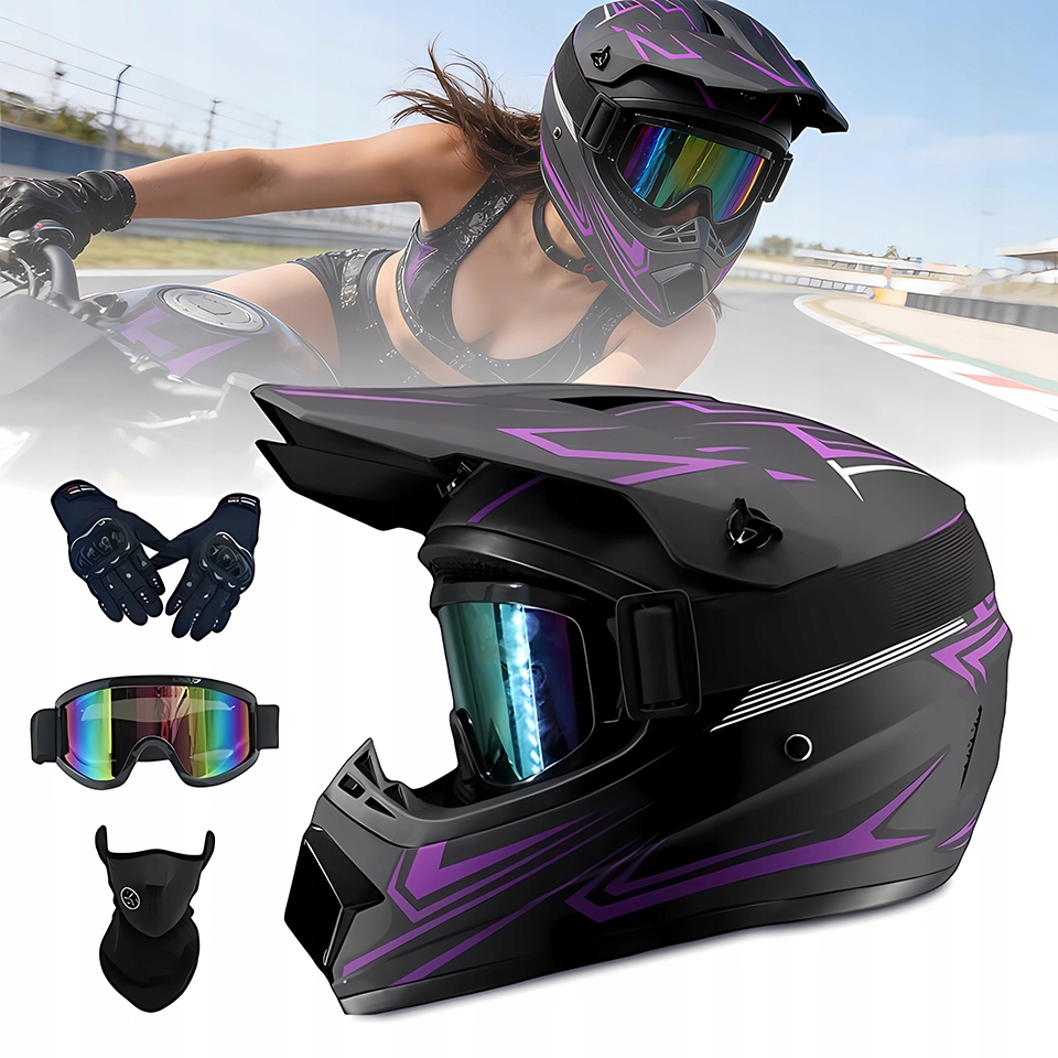 Sada pre deti Motocross Helmet Full-Face okuliare rukavice M