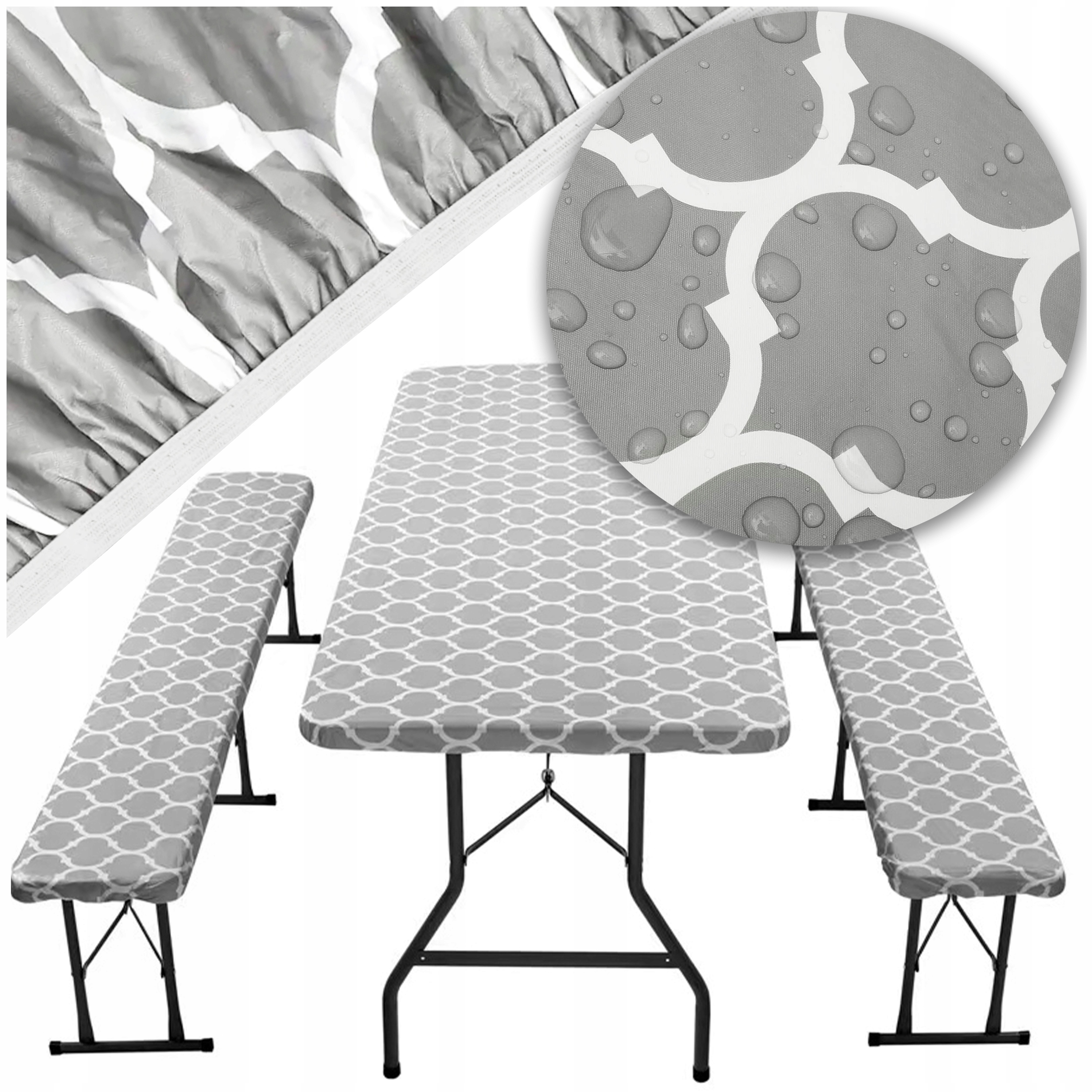 Obrus Wodoodporny POKROWIEC OCHRONNY NA STÓŁ OGRODOWY + 2 ŁAWKI OBRUS PVC Stan opakowania oryginalne