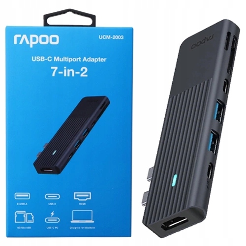 Rapoo ADAPTER USB-C Multiport Adapter 7-in-2 Szary
