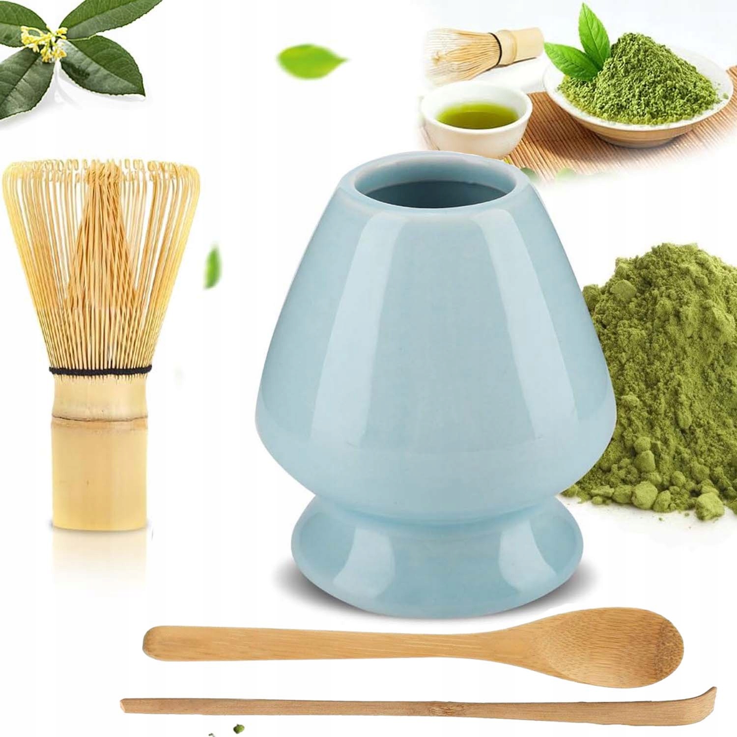 Levně Bambusová Dárková Sada na čaj Matchy Chashaku Šlehací metla Lžíce X4