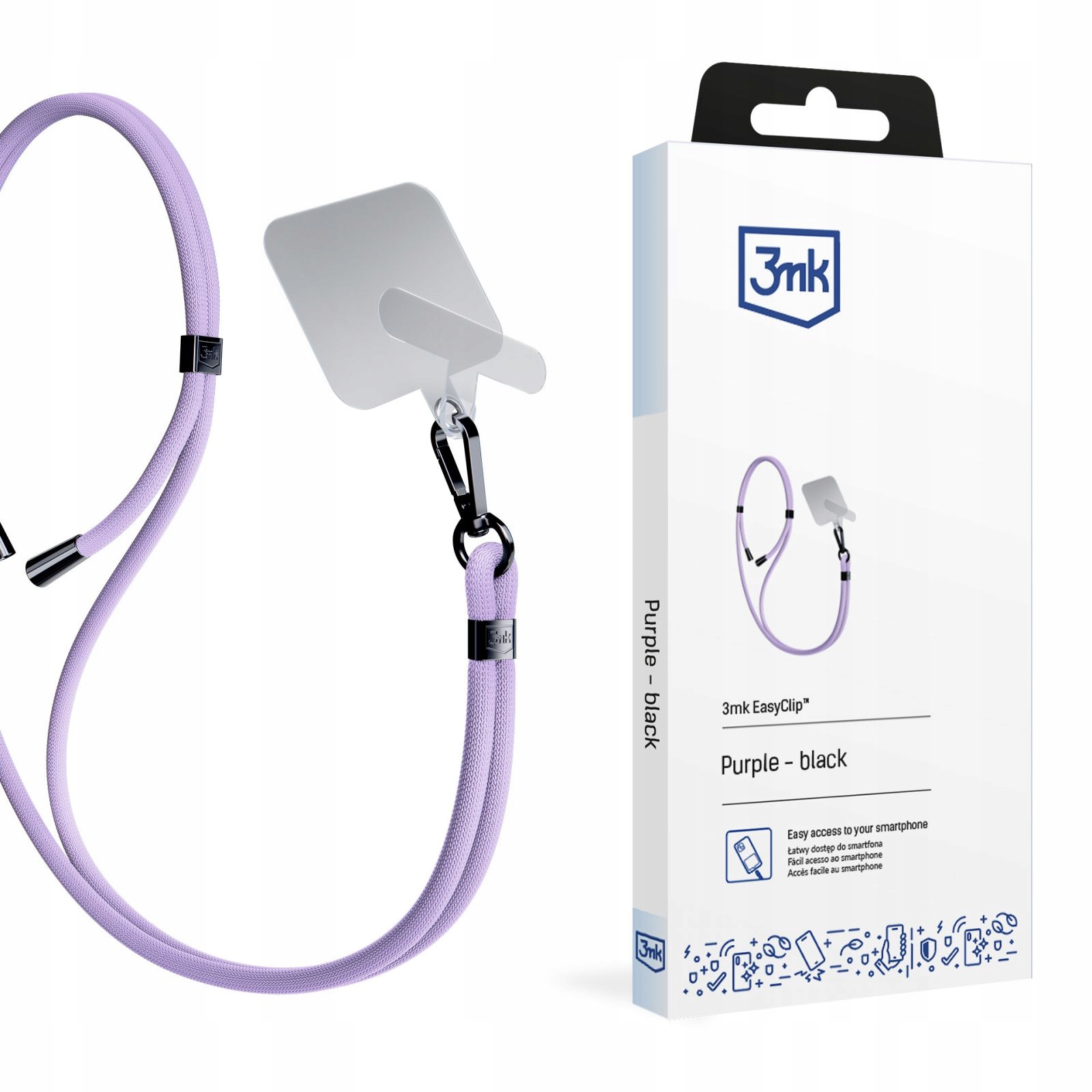 Smycz Do Smartfona Purple (black) 3MK Easyclip