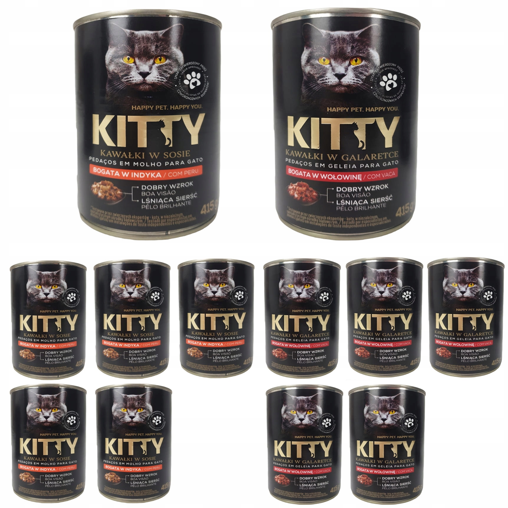 Levně Krmivo pro kočky Kitty Kousky v omáčce Mix chutí 12x415g