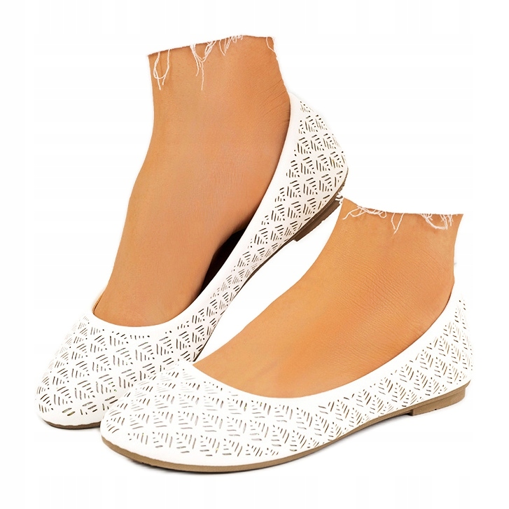 

Białe Skóra ekologiczna Buty Baleriny r.38