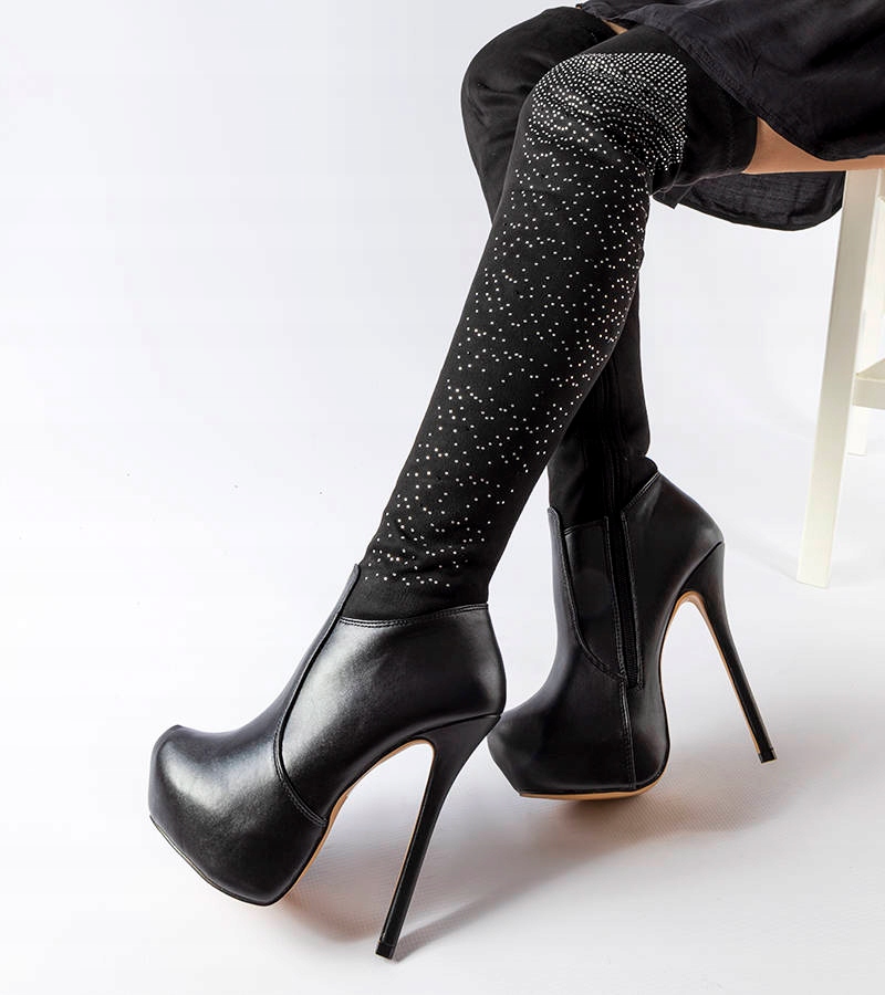 Czarne kozaki na szpilce Zaccaria 39 Stan opakowania oryginalne