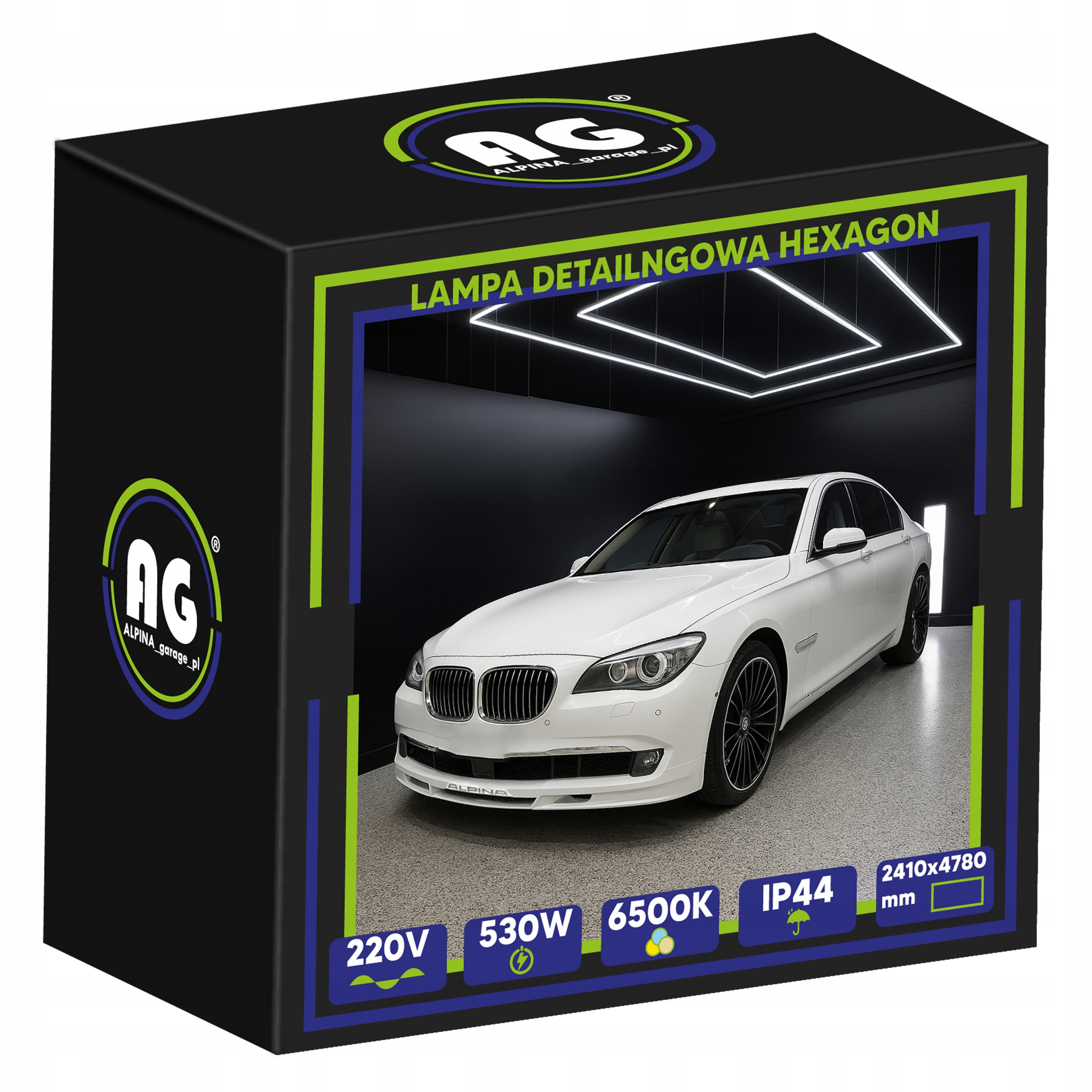 Led lampa Hexagón stropná 530W Panel Osvetlenie do garáže 6500K Silná