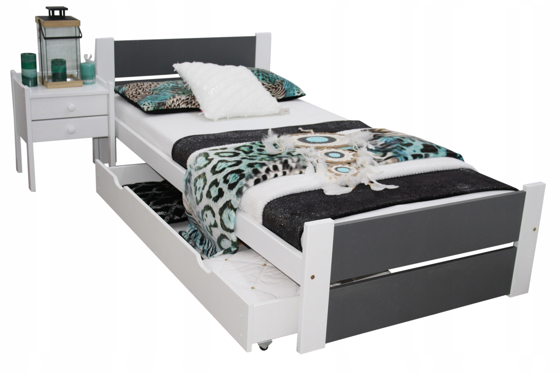 

łóżko Lea 100x200sz Materac szuflada sypialnia