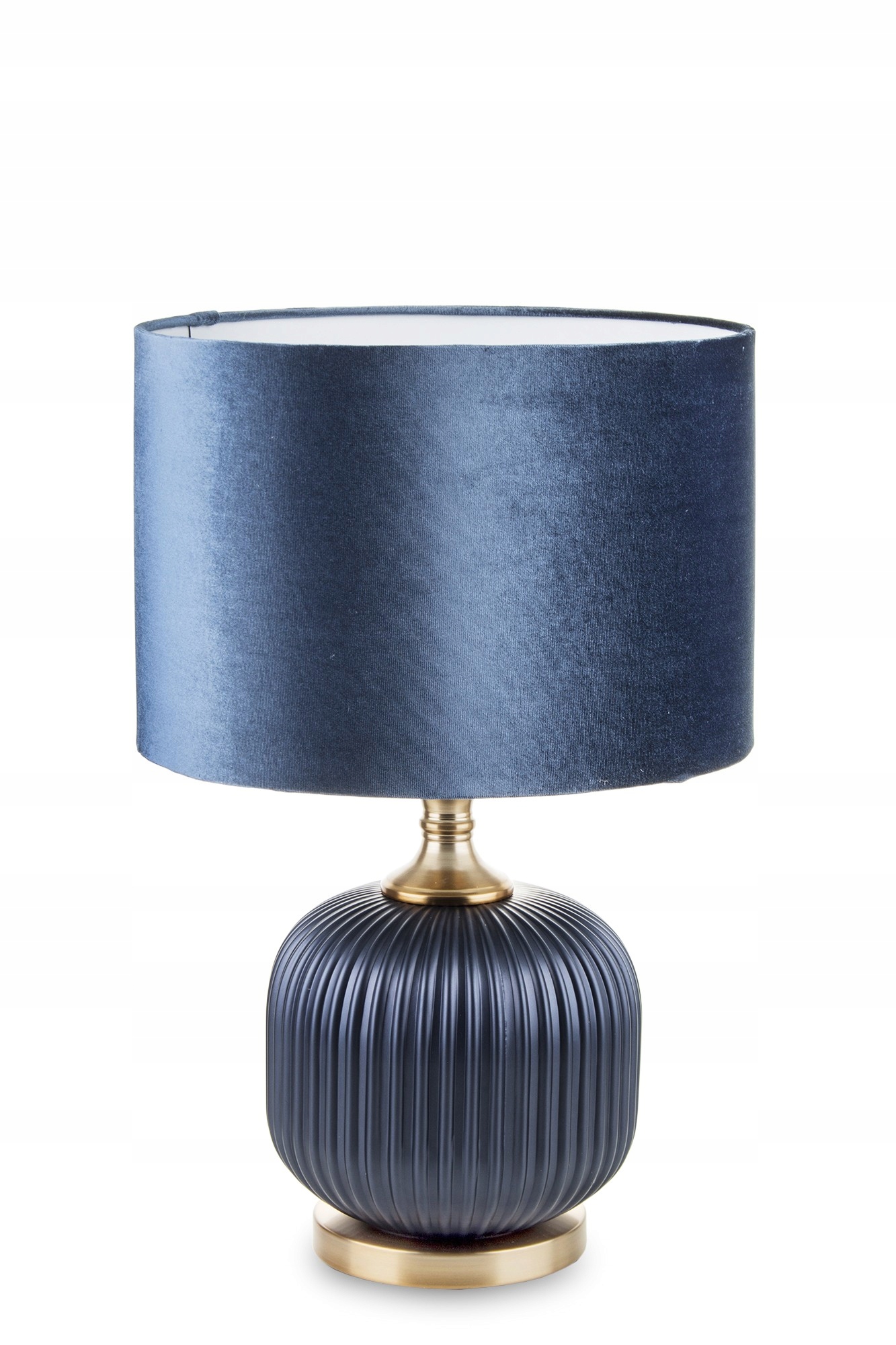 Štýlová nočná lampa tmavomodrá zlatá glamour retro stolná lampa s tienidlom