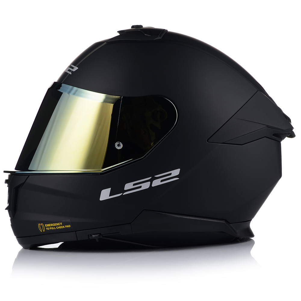 KASK MOTOCYKLOWY LS2 FF808 STORM II CZARNY MĘSKI BLENDA + ZŁOTA SZYBA Stan opakowania oryginalne