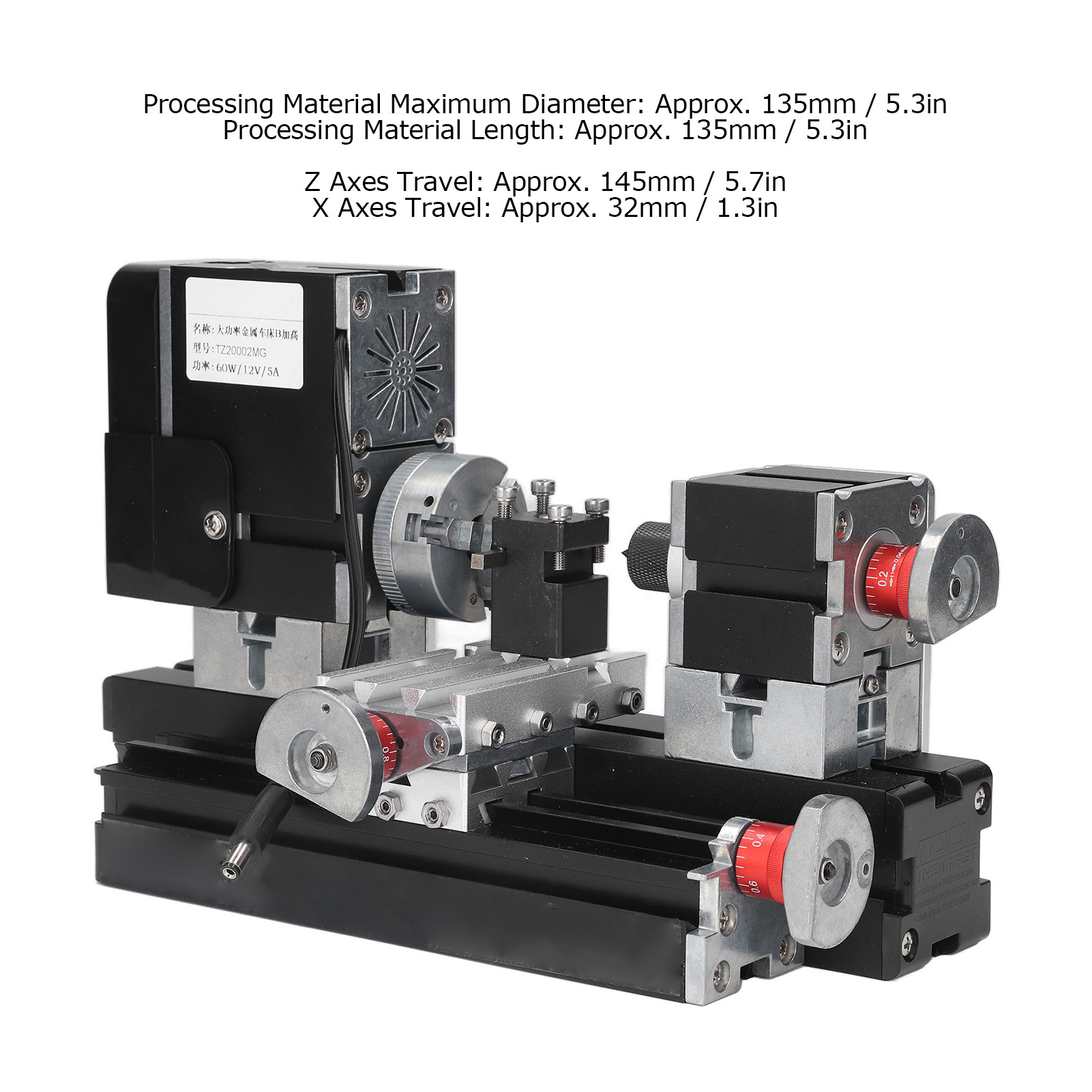 MINI TOKARKA DO METALU 145X32mm 60W 2000RPM Kod producenta c62e6a09-6ae8