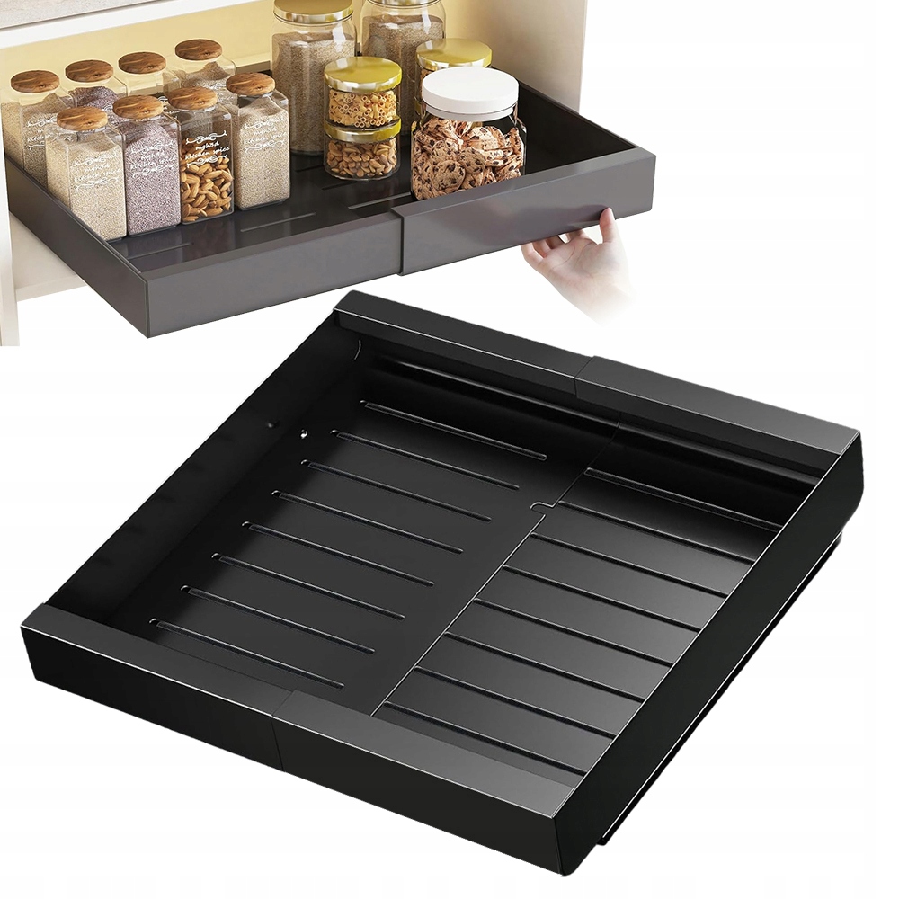 Kovová Teleskopická Police S Tlumením Bez Vrtání Do Kuchyňských Skříní