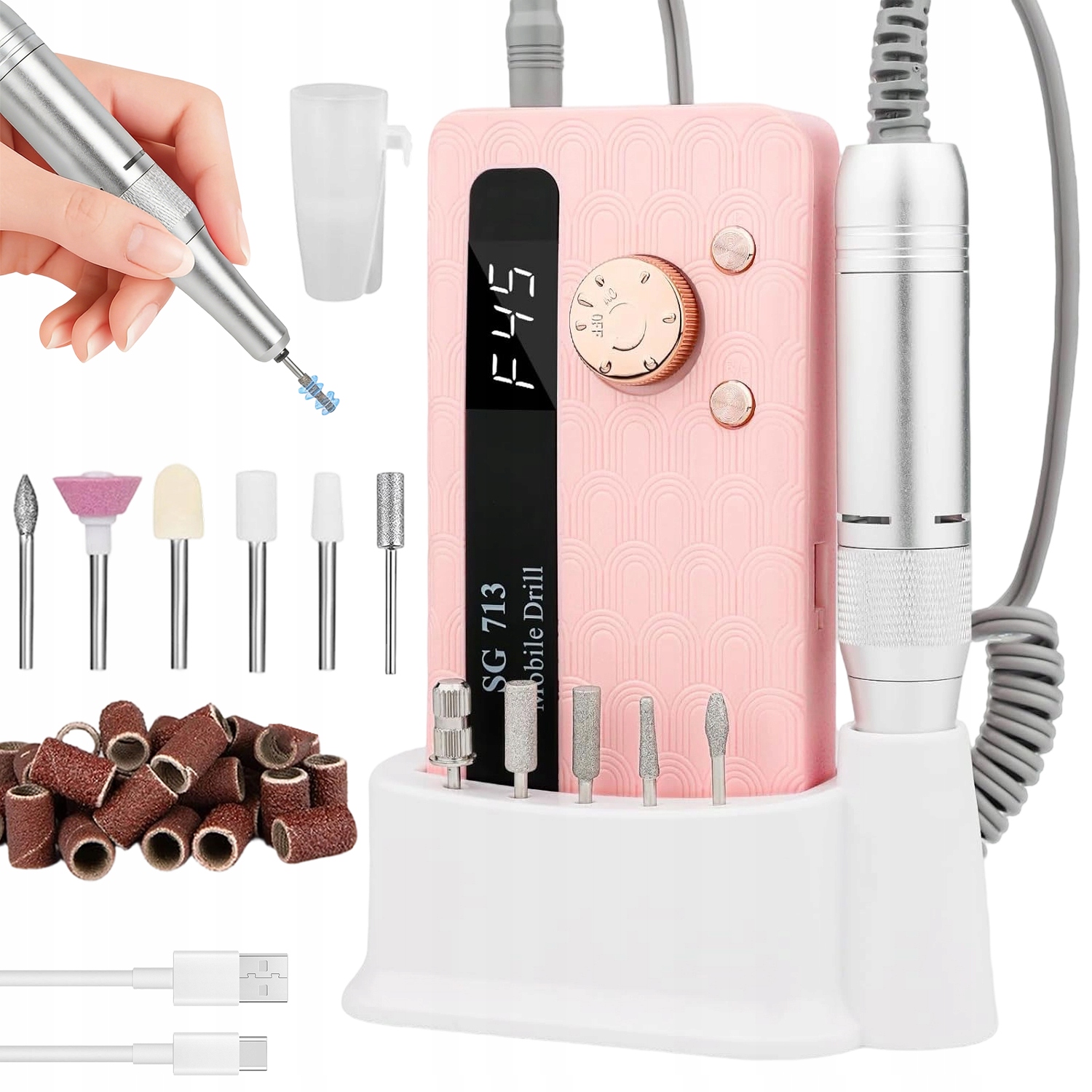 Bruska Na Nehty Manikúra Hybridní Gel Sady Fréz 45000RPM