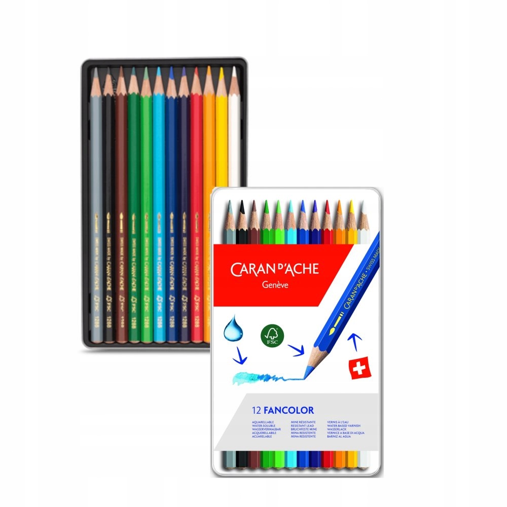 Pastelky Caran d'Ache Swisscolor Aquarelle 12 kol