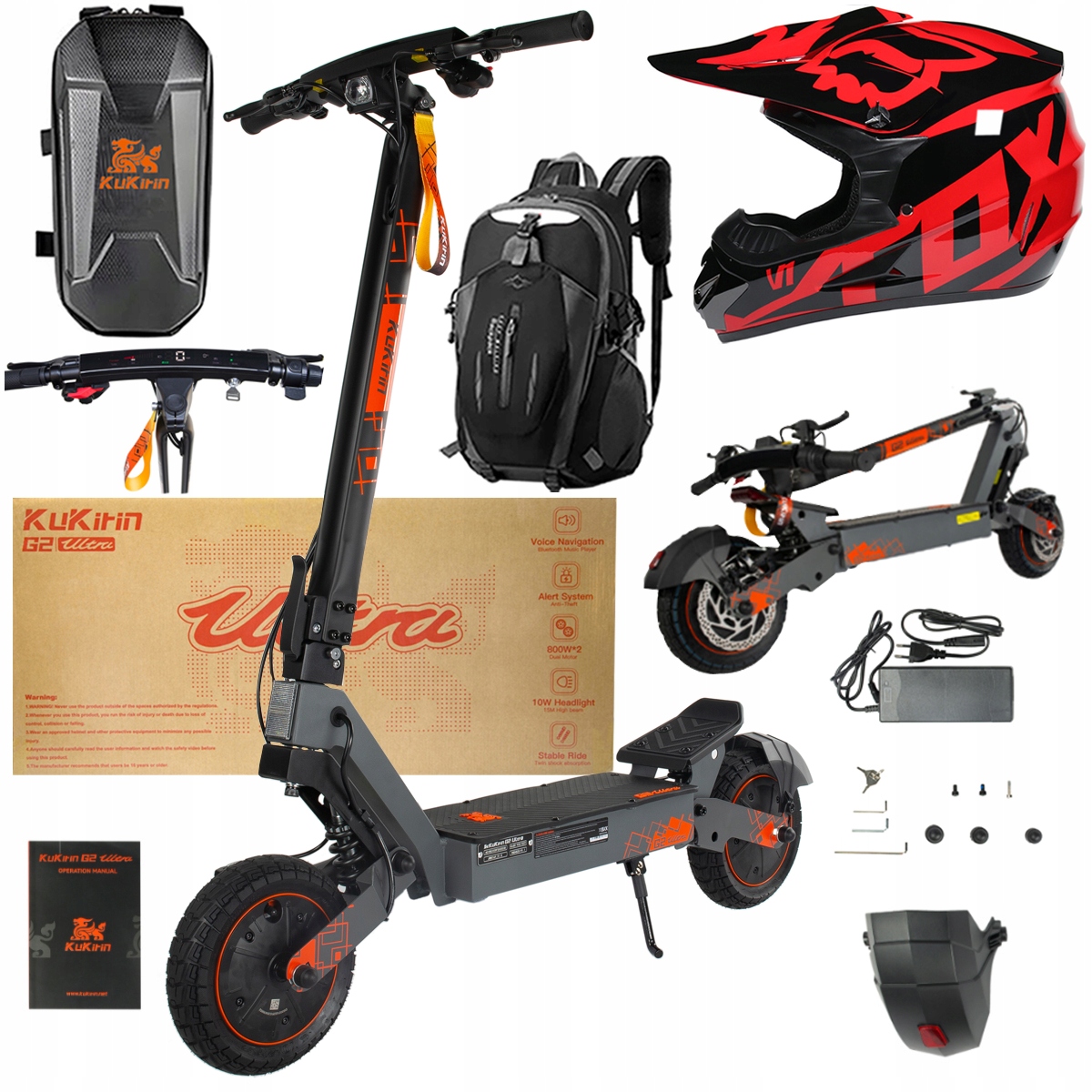 Kukirin G2 Ultra elektrické vozidlo 2000W 55km/h 55KM 48V18Ah 10" dárky