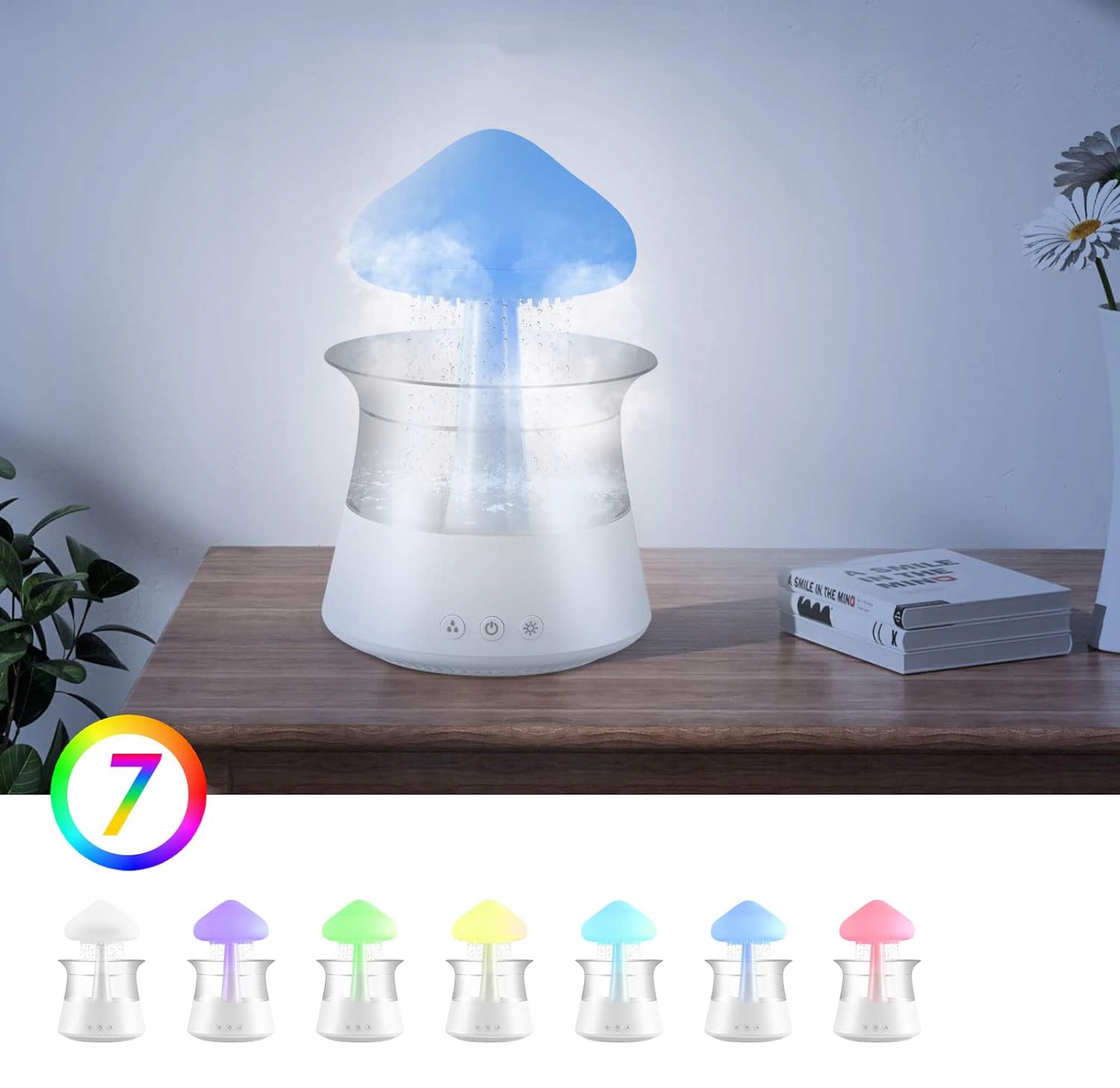 NAWILŻACZ POWIETRZA, DYFUSOR AROMATYCZNY, LAMPA NOCNA 7 KOLORÓW Stan opakowania oryginalne