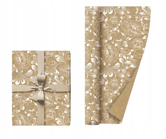 

Papier Kraft wzorzysty kwiaty liście Ozdobny