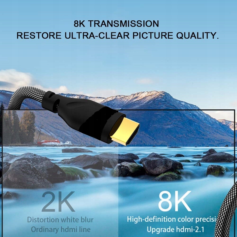 Kabel HDMI 2.1 High Speed 8K 60Hz 4k 120Hz UHD 3m Złącza HDMI - HDMI