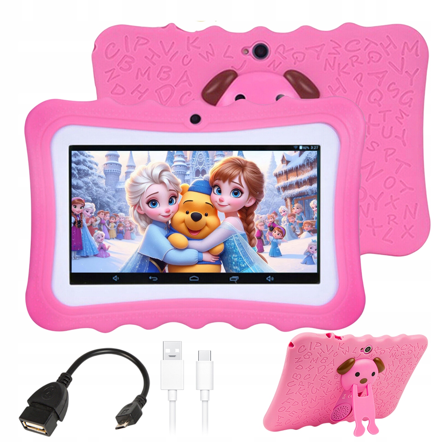 Tablet Pro Děti 7'' 32GB Wifi Android Růžový Pouzdro Kabel