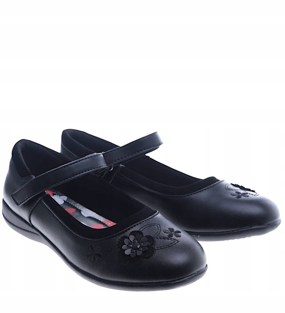 CZARNE DZIEWCZĘCE BALERINKI NA RZEPY buty PÓŁBUTY Z PASKIEM 13995 31 Długość wkładki wew. 20.5 cm