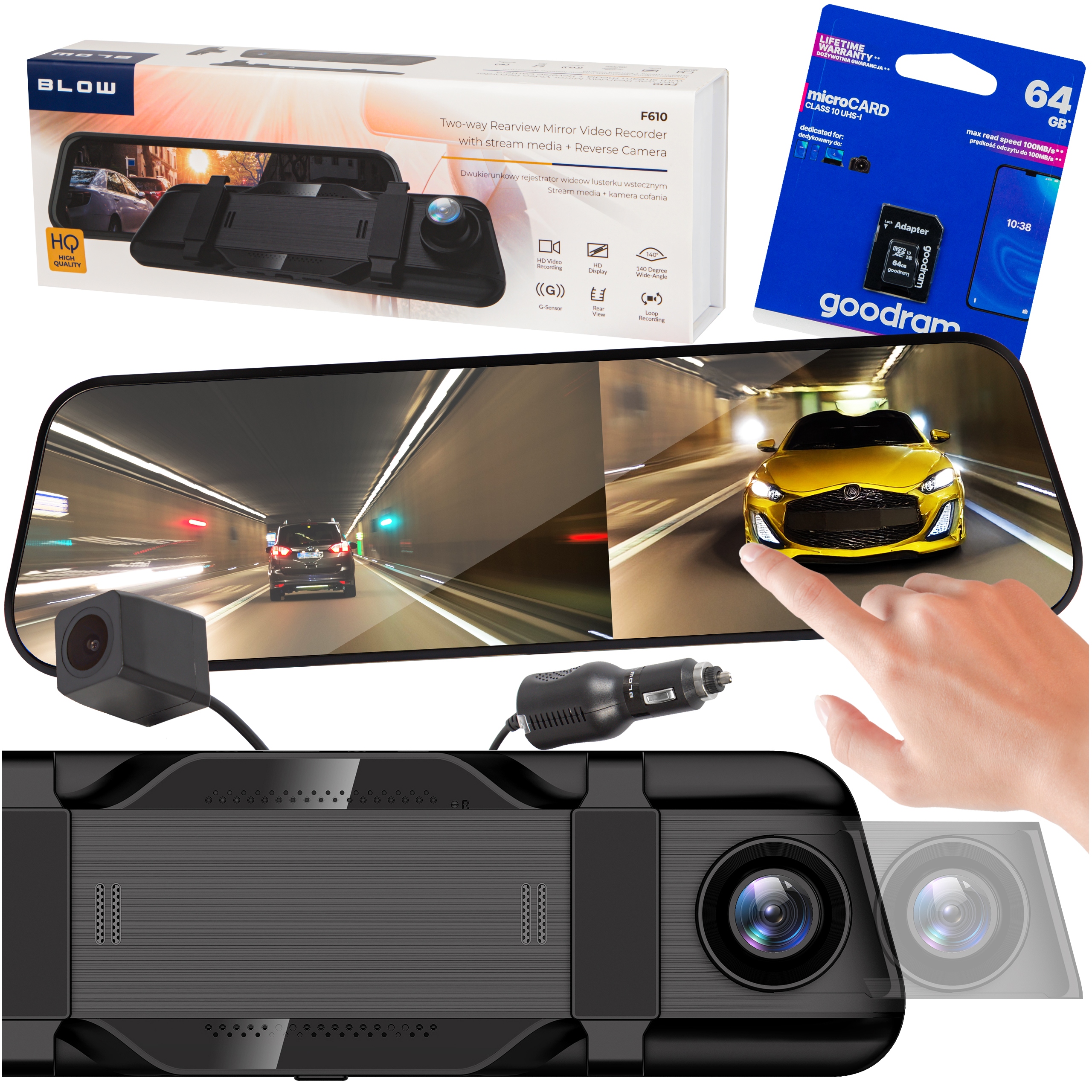 Videorekordér Zrkadlo Do Auta Cúvacia Kamera Full Hd Karta 64 Gb