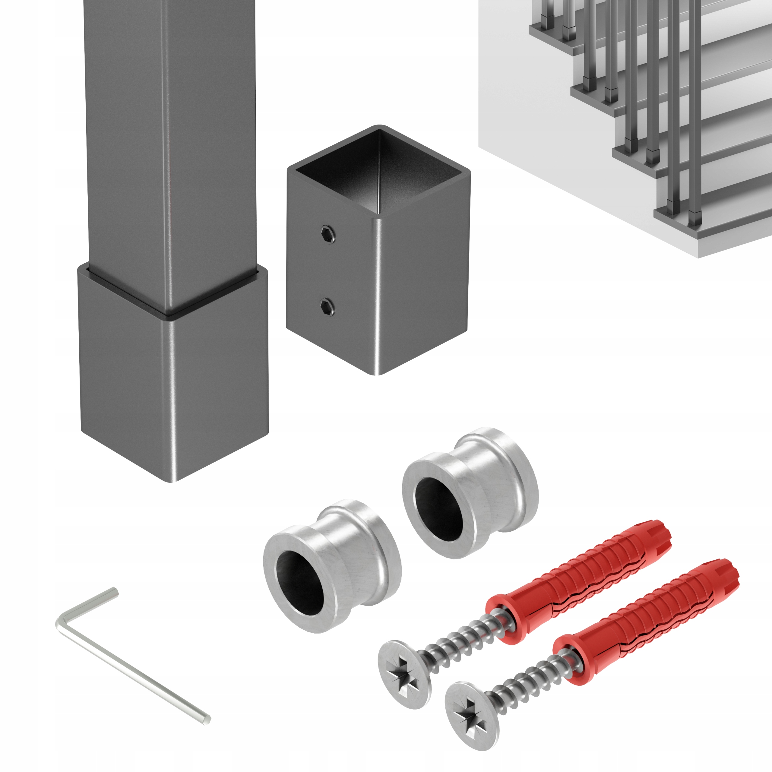 Zábradlí Na Schody Barierka Sloupek Grafit 25x25 mm 400 cm Harfa Slim