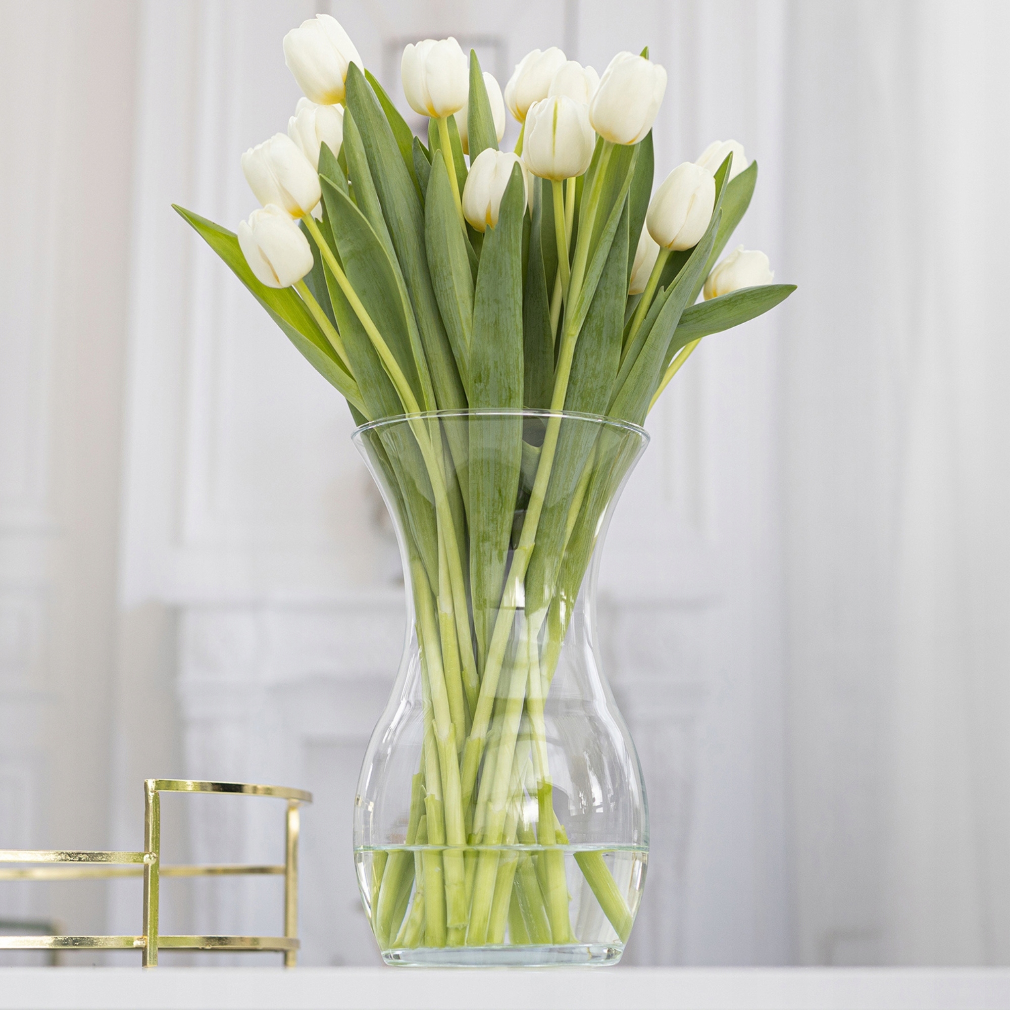 WAZON Szklany Na Stół DEKORACJA DO DOMU BIURA H 25 cm Przezroczysty Flakon Wysokość produktu 25 cm