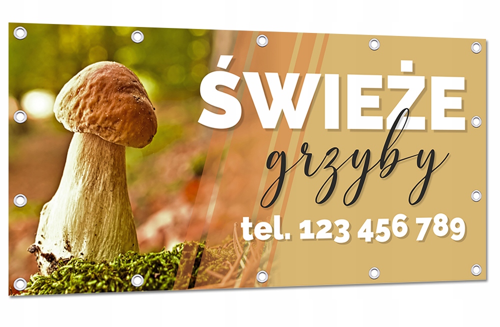 BANER REKLAMOWY 2x1m BANER Z WYDRUKIEM sprzedaż grzybów warzyw SZABLONY Marka inny