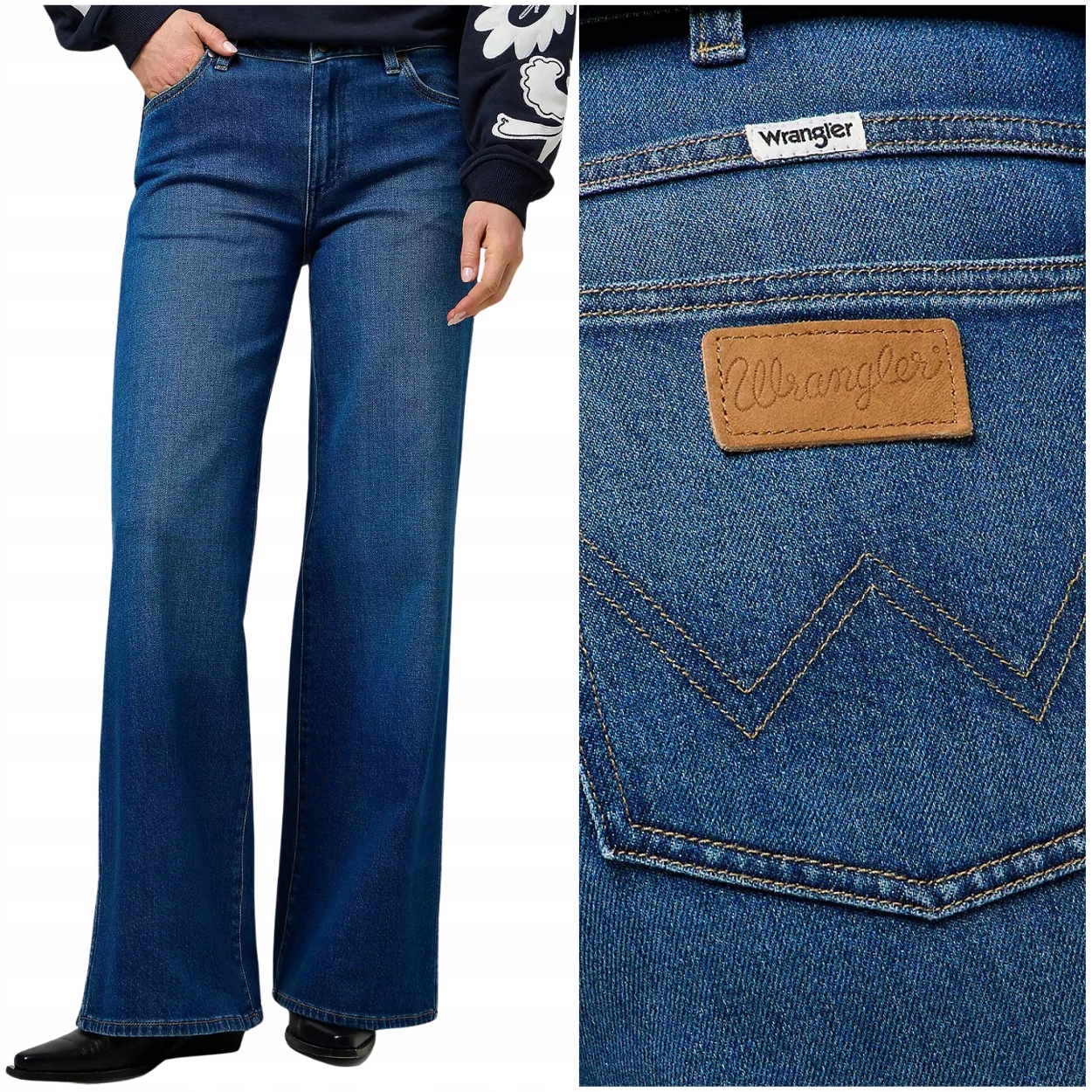 Wrangler World Wide volné široké dámské džínové kalhoty palazzo W27 L30
