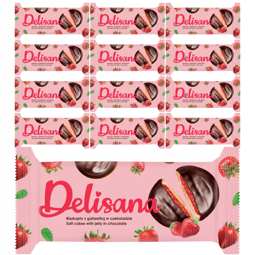 Levně Delisana Sušenky s jahodovým želé 135 g x 12 kusů