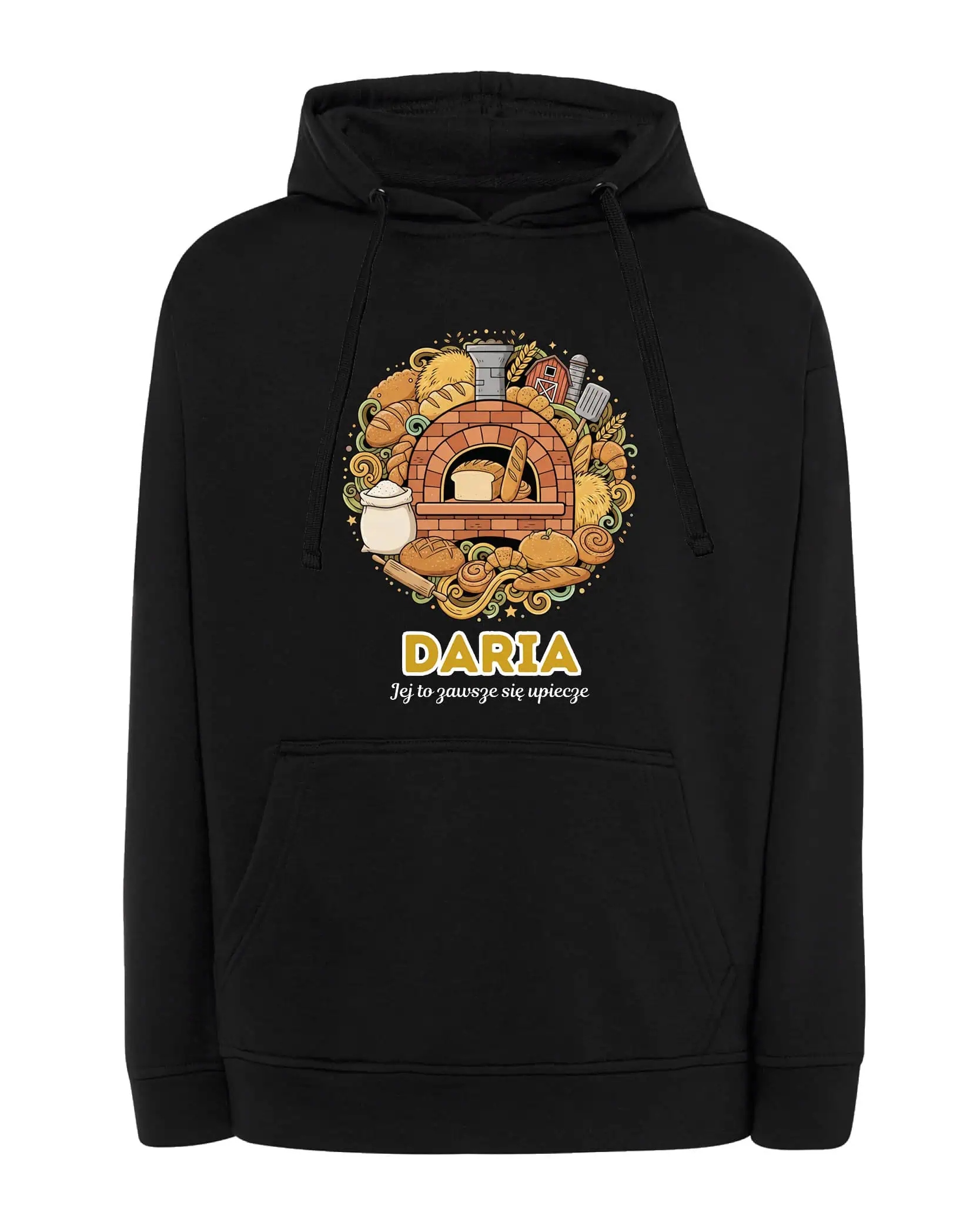 Mikina s kapucí Pekařka Personalizovaná Ilustrační Černá XL