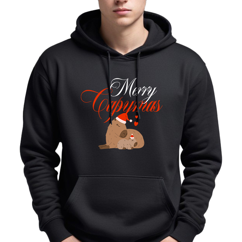 Mikina S Kapucí Černá Vánoční mikina jako Dárek Marry Capymas Vel L