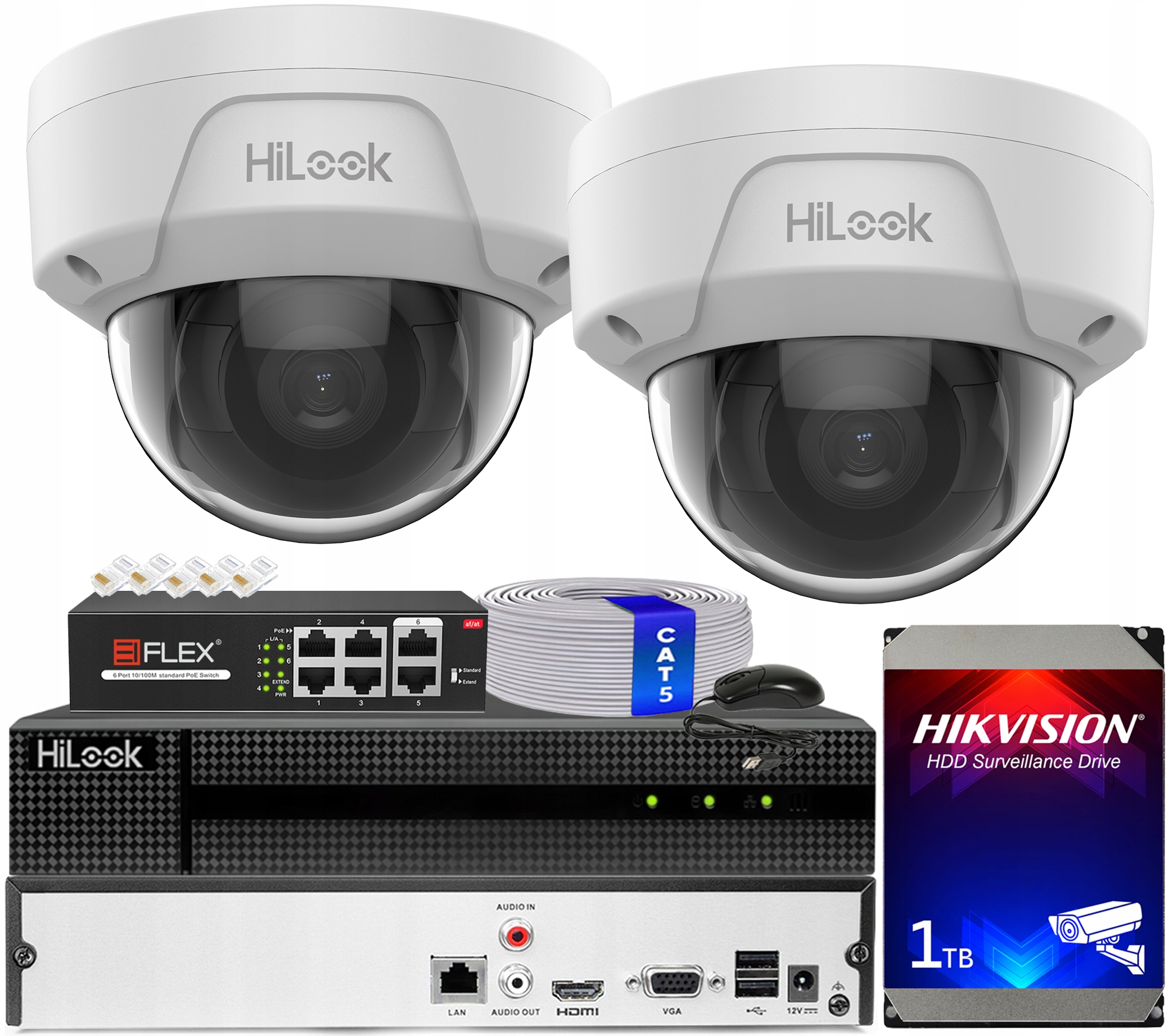Sada pro monitorování 2x Kamera IPC-D180H 8Mpx HiLook od Hikvision Kopułka