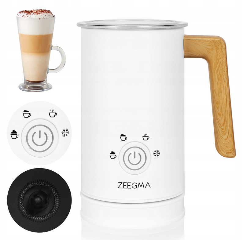 Elektryczny Spieniacz mleka do kawy podgrzewacz 240ml Zeegma Milkee White