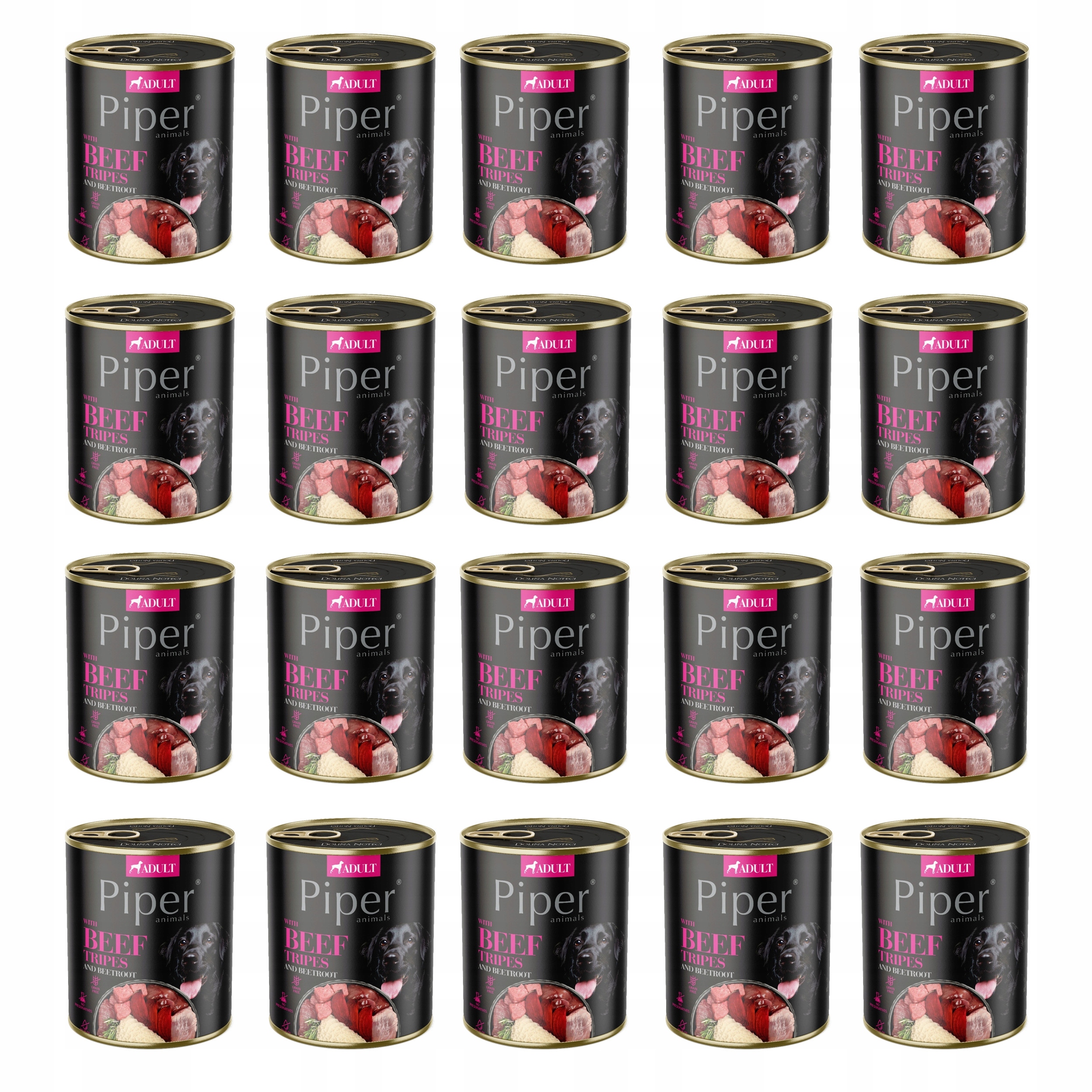 20 x Krmivo pro psy Piper Hovězí žaludky a červená řepa 800 g