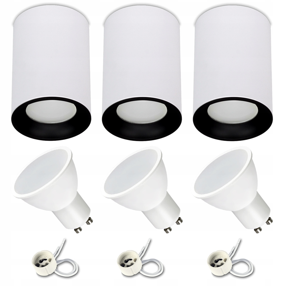 Nástěnné svítidlo Tuba Led Bílá Černá moderní žárovka GU10 7W 3000K