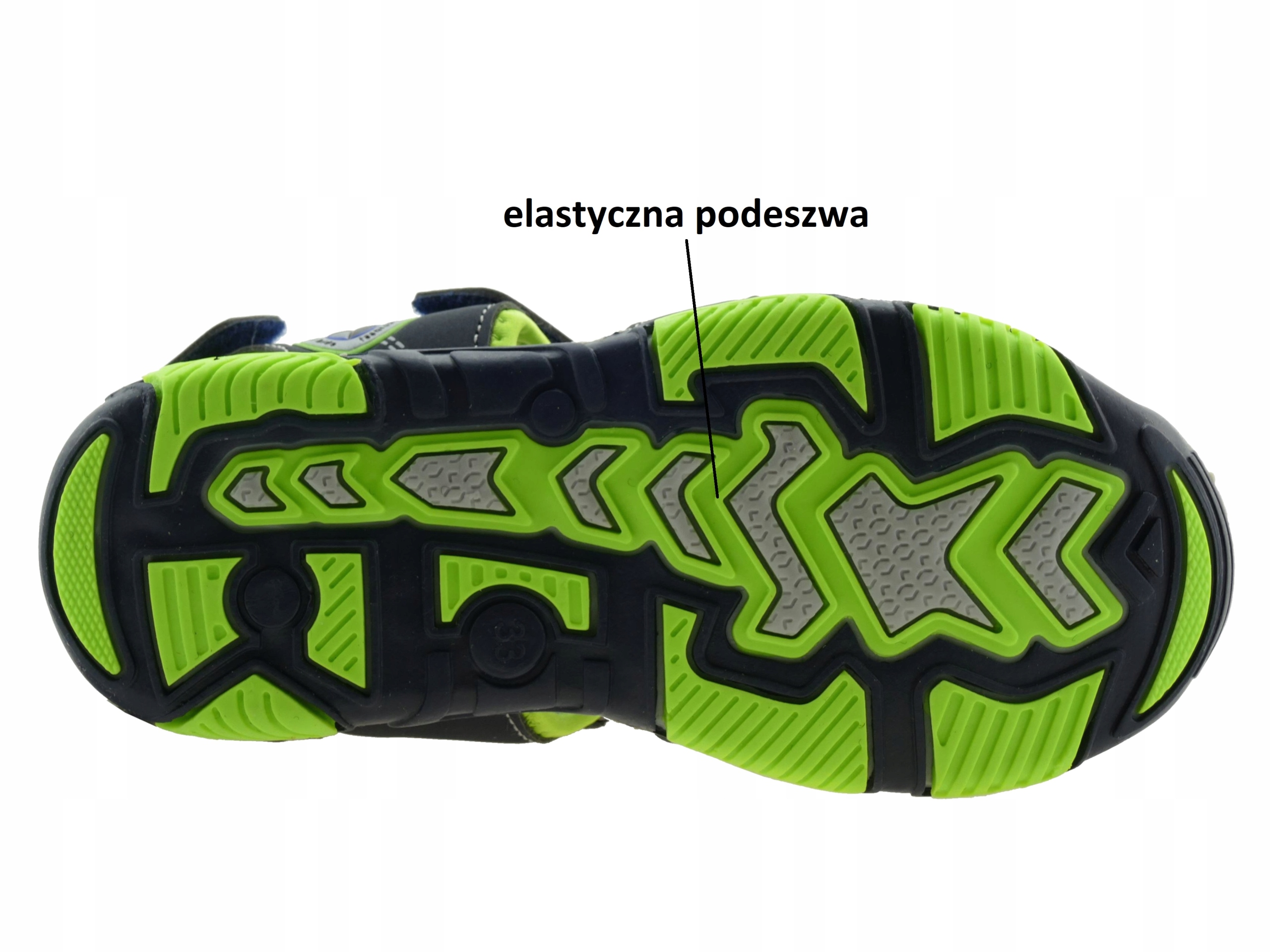 SANDAŁY CHŁOPIĘCE BUTY DZIECIĘCE SPORTOWE KRYTE SANDAŁKI NA RZEPY R. 35 Kolor zielony