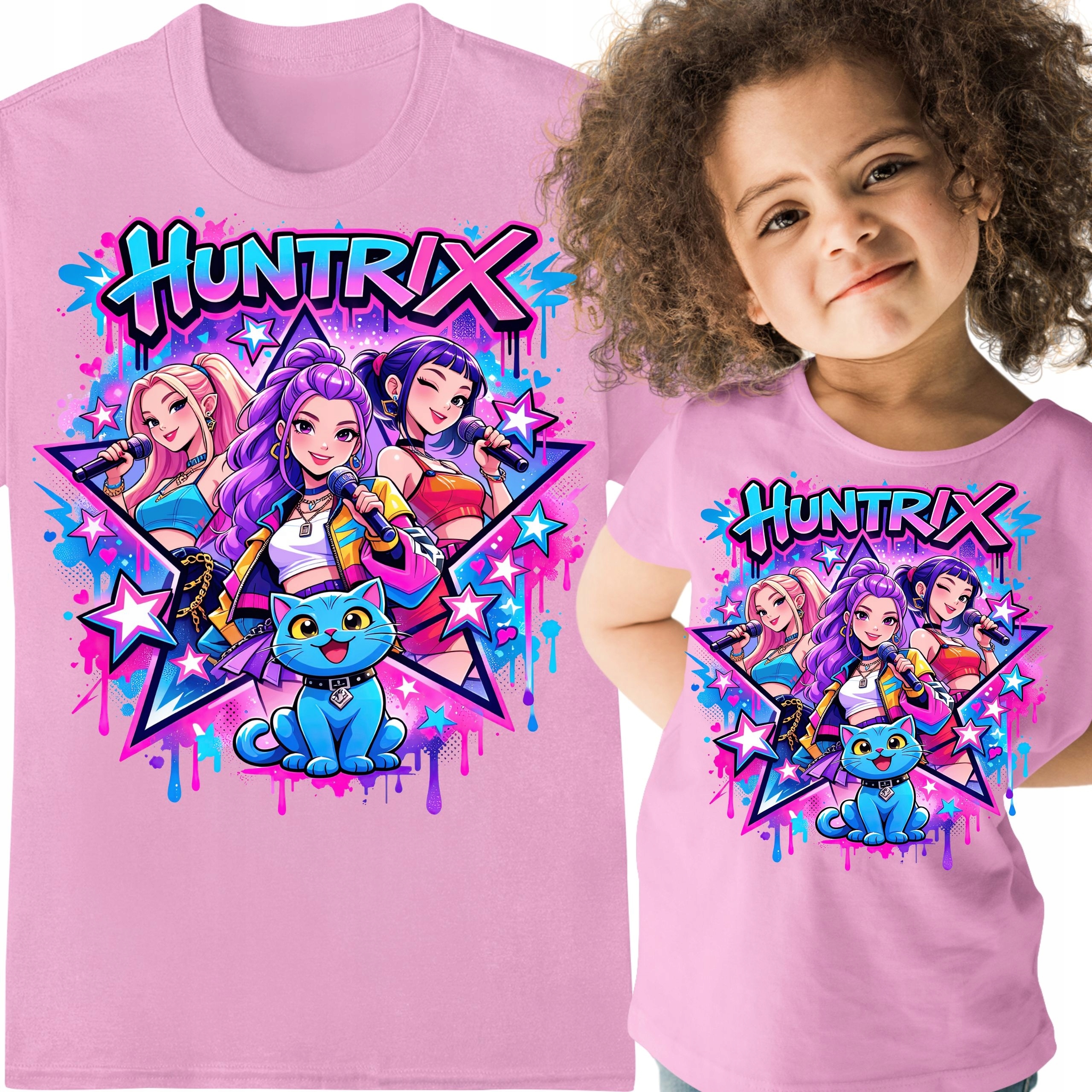 KOSZULKA DZIECIĘCA HUNTRIX KPOP DEMON HUNTERS ŁOWCZYNIE DEMONÓW 116 122