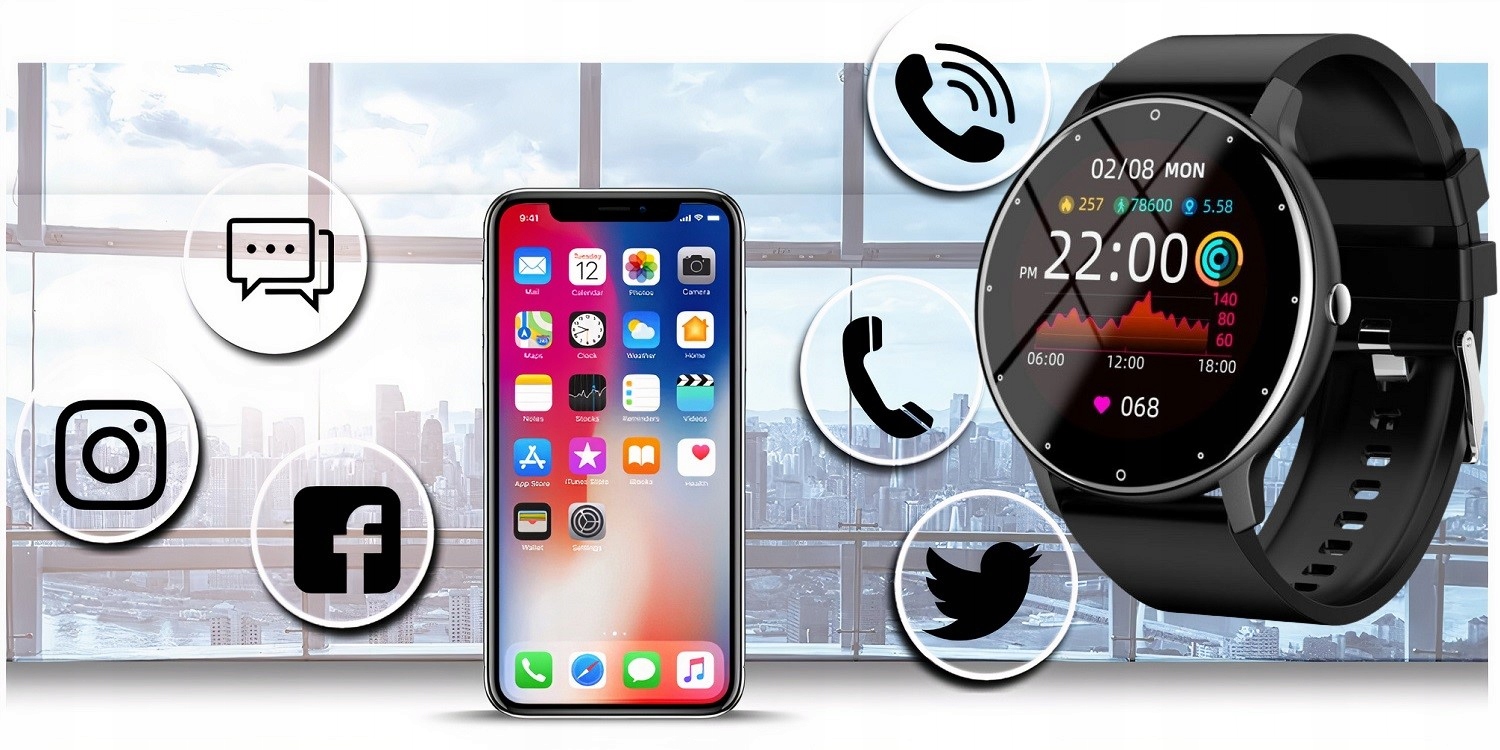 SMARTWATCH MĘSKI RUBICON MENU PL CIŚNIENIE SMS BOX Transmisja danych brak