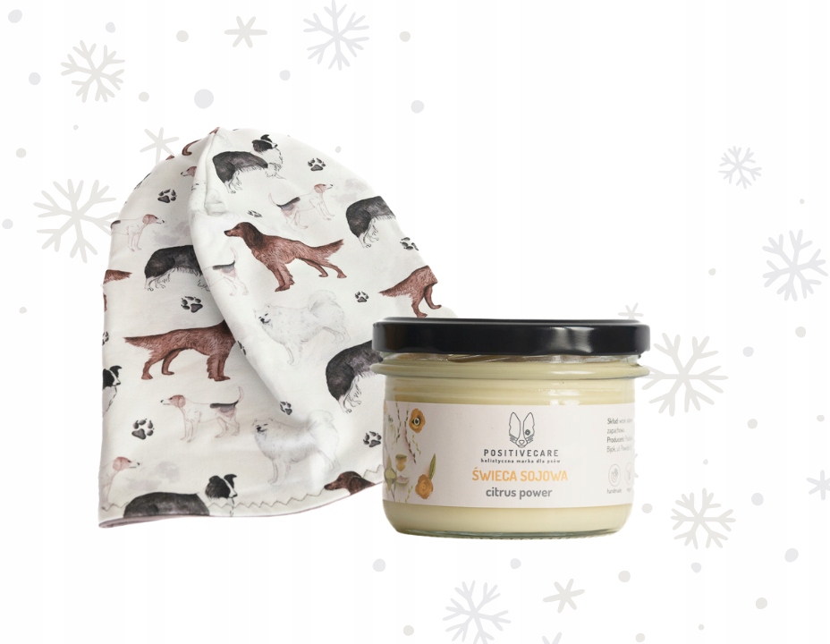 Levně Sada pro psíka s čepicí a svíčkou Citrus Power jako dárek PositiveCare