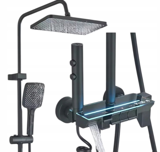 Kúpeľňový Sprchový Set LCD S Dažďovou Sprchou A Termostatickým Sprchovacím Setom