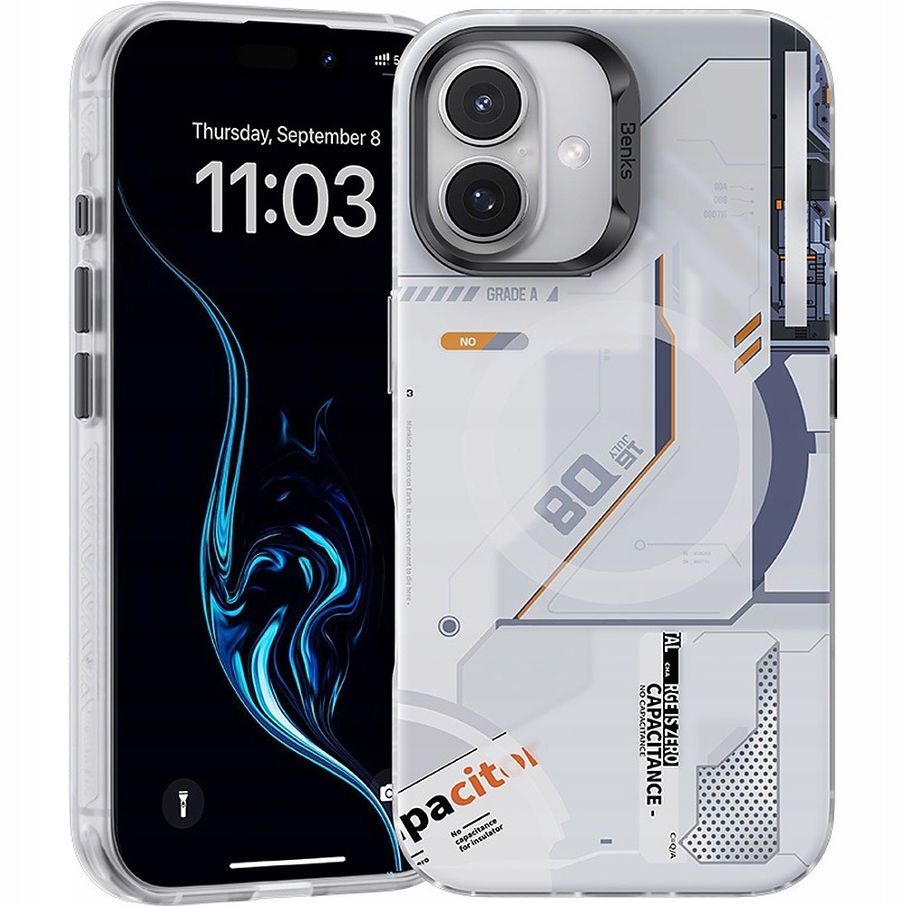 Benks Etui Magnetic Mecha Series do iPhone 16 Plus biały